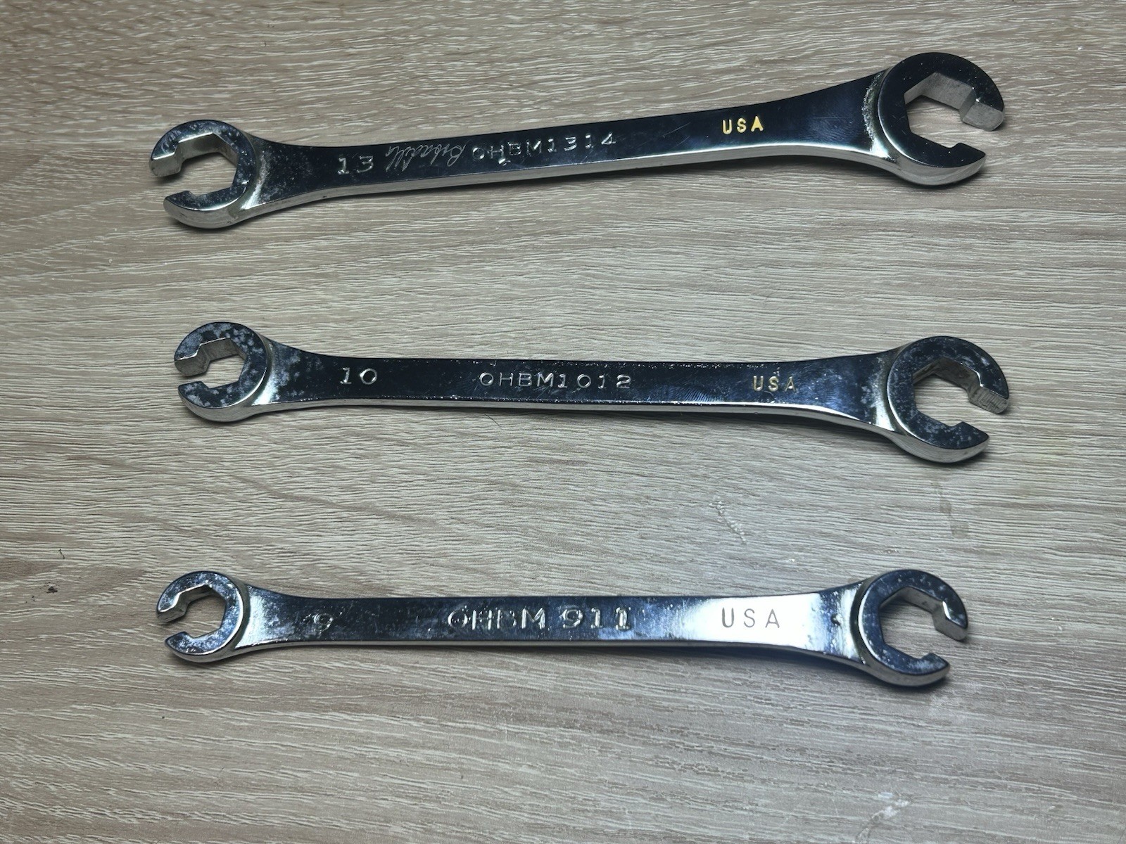 Snap-On OHBM Wrenches Lot Of 3 (1314,1012,911) Made In USA W/ Engravings