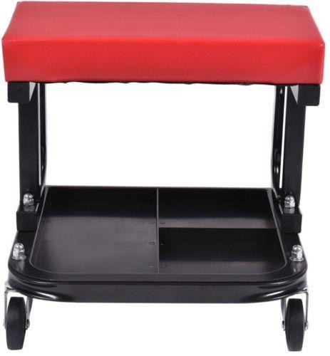 Garage 300lbs Mechanics Creeper Seat Auto Rolling Work Stool Storage Chair Tray