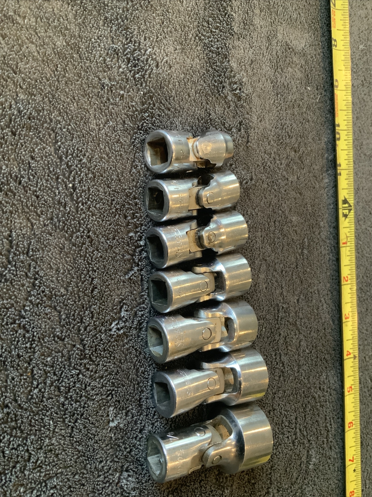 Snap On 3/8” Dr Swivel Socket Set, 12pt, 3/8, 1/2, 9/16, 5/8, 11/16, 3/4, 7/8…a