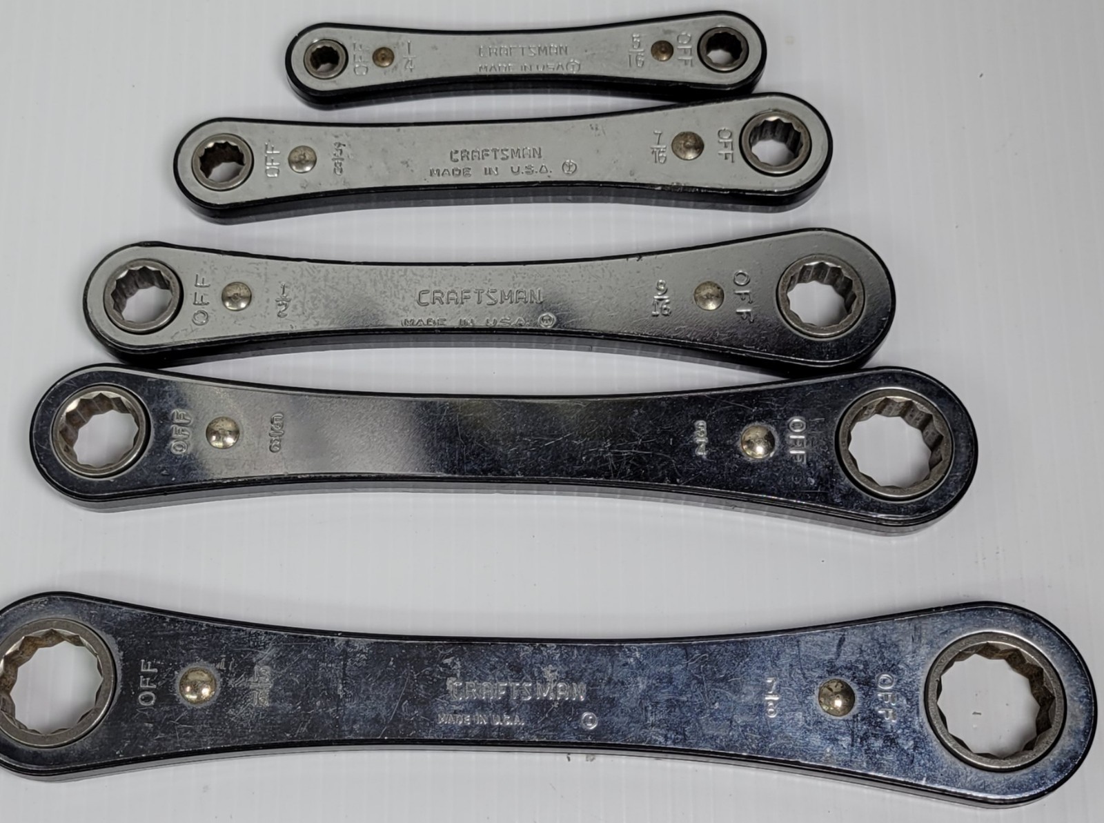Vintage Craftsman USA – Box End Ratchet Wrench 5/16” – 7/8” 12 Pt. 43681- 43685