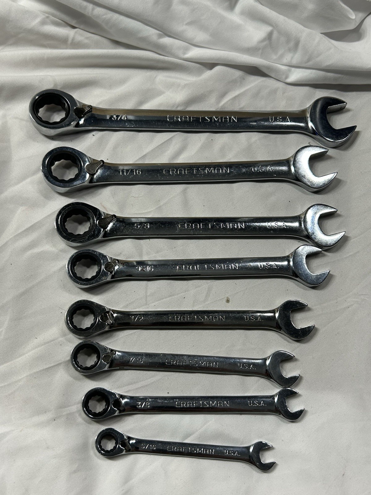 Sears Craftsman 8pc SAE Reversible Ratcheting Wrench Set 42406 GK USA 5/16 -3/4”