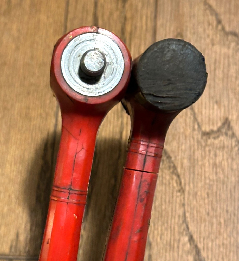🇺🇸 Snap On Tools Soft Face Rubber Plastic Dual Blow Hammer Set Lot PARTS Red