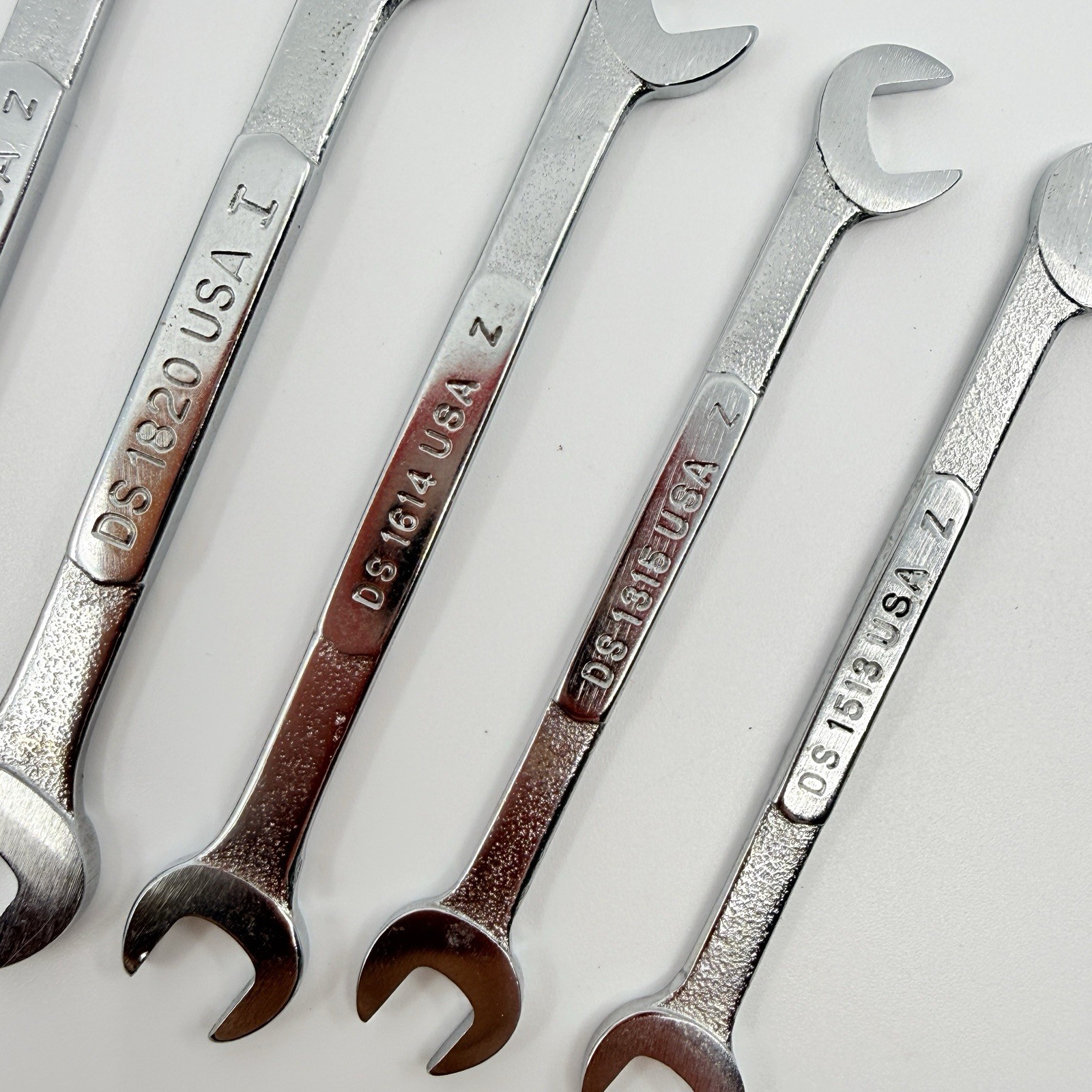 Vintage Snap-on 7 Pc DS SAE Ignition 4-Way Angle Head Open End Wrench Set USA
