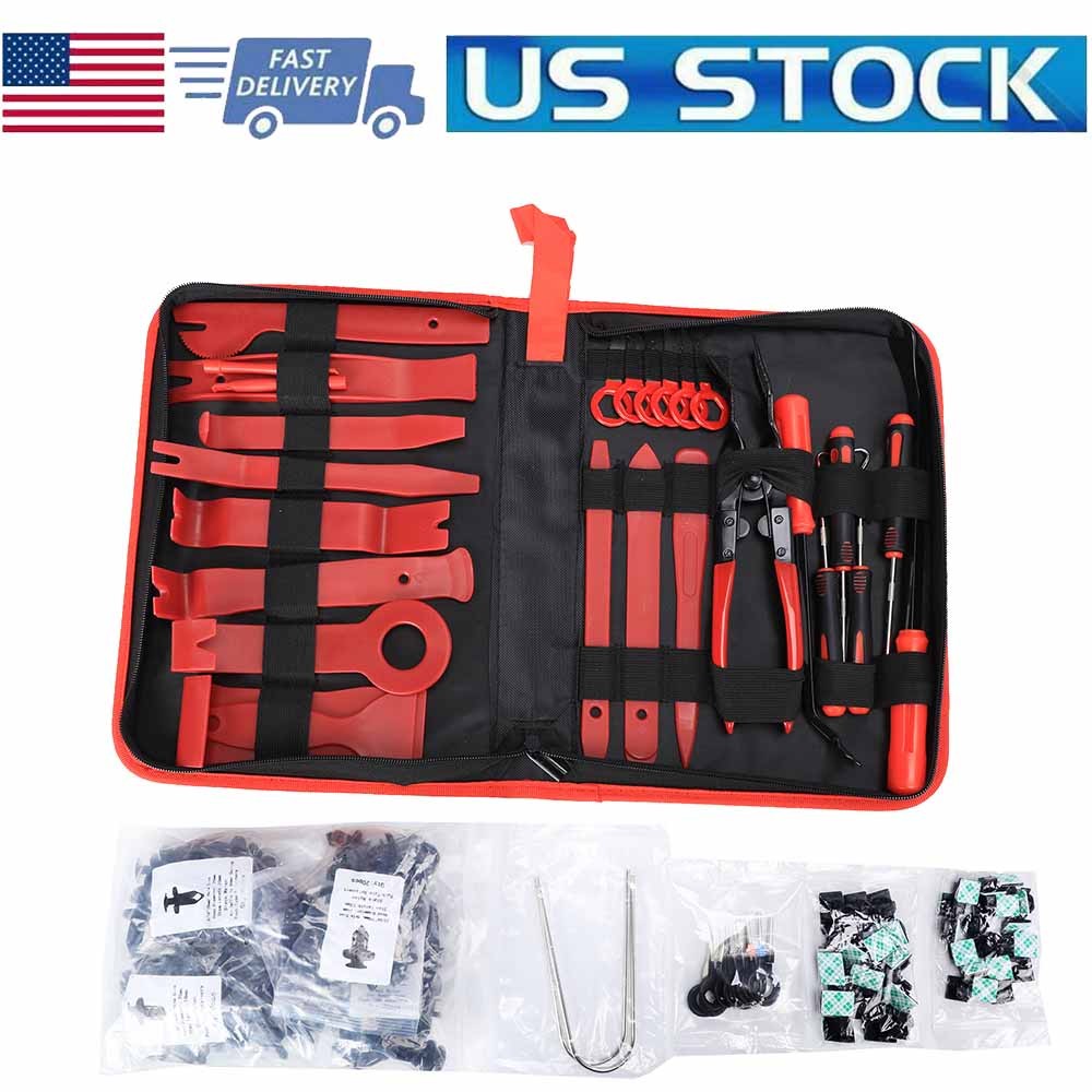 200PCS Car Interior Trim Removal Pry Tools Kit w/ Fastener Clips & Storage Bag
