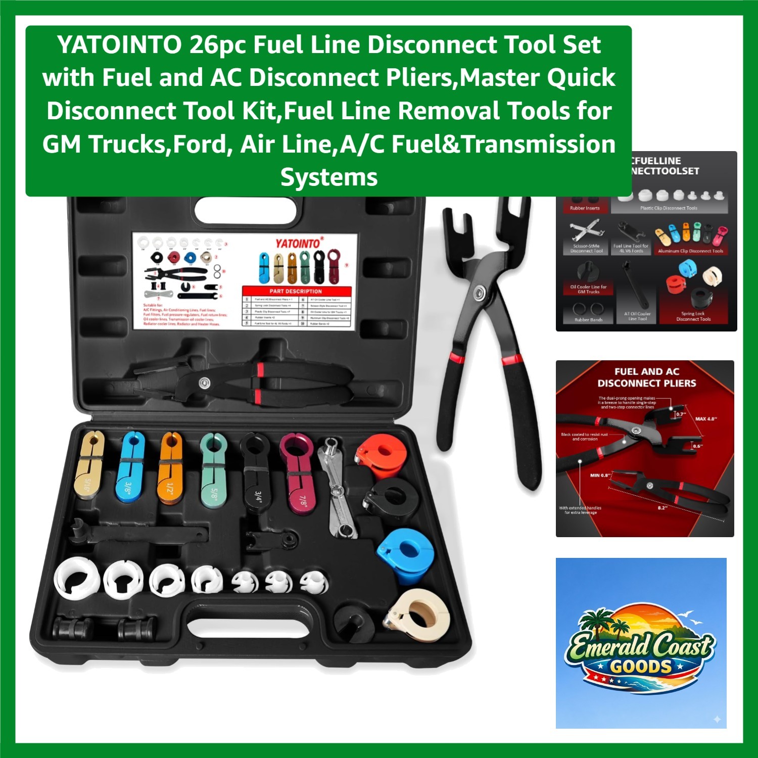 Automotive Fuel Line Disconnect Set: Complete Kit for GM, Ford, Dodge Vehicles