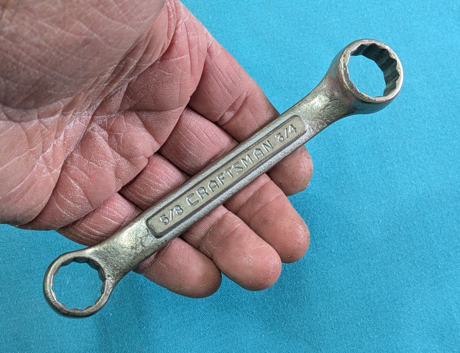 Vintage CRAFTSMAN 5/8″ X 3/4″ 12pt Stubby Box End Wrench SAE U.S.A. *V-Forge*