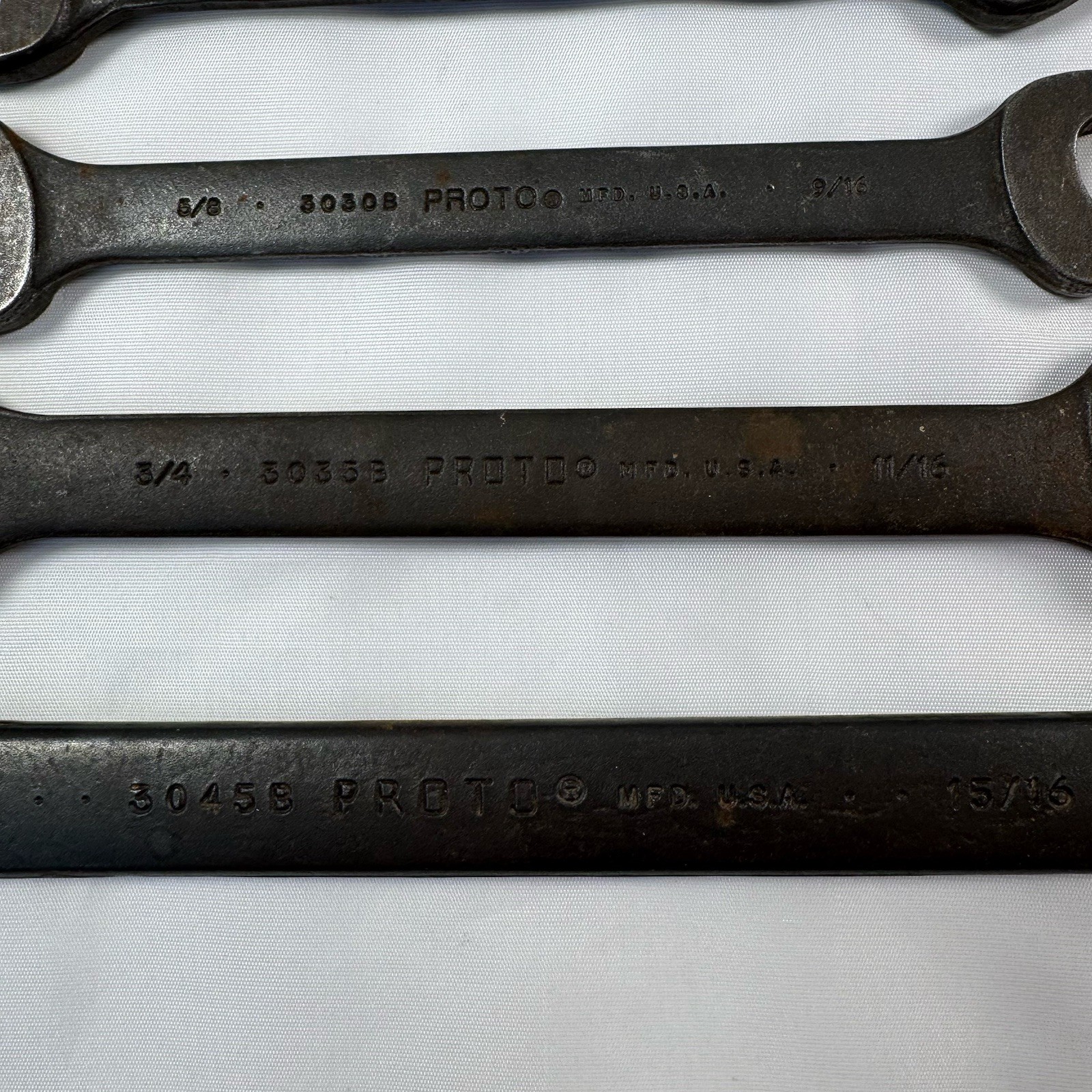 Vtg PROTO USA Professional Open End Wrench Lot 5pc 3045B,3035B,3030B,3026B,3021B