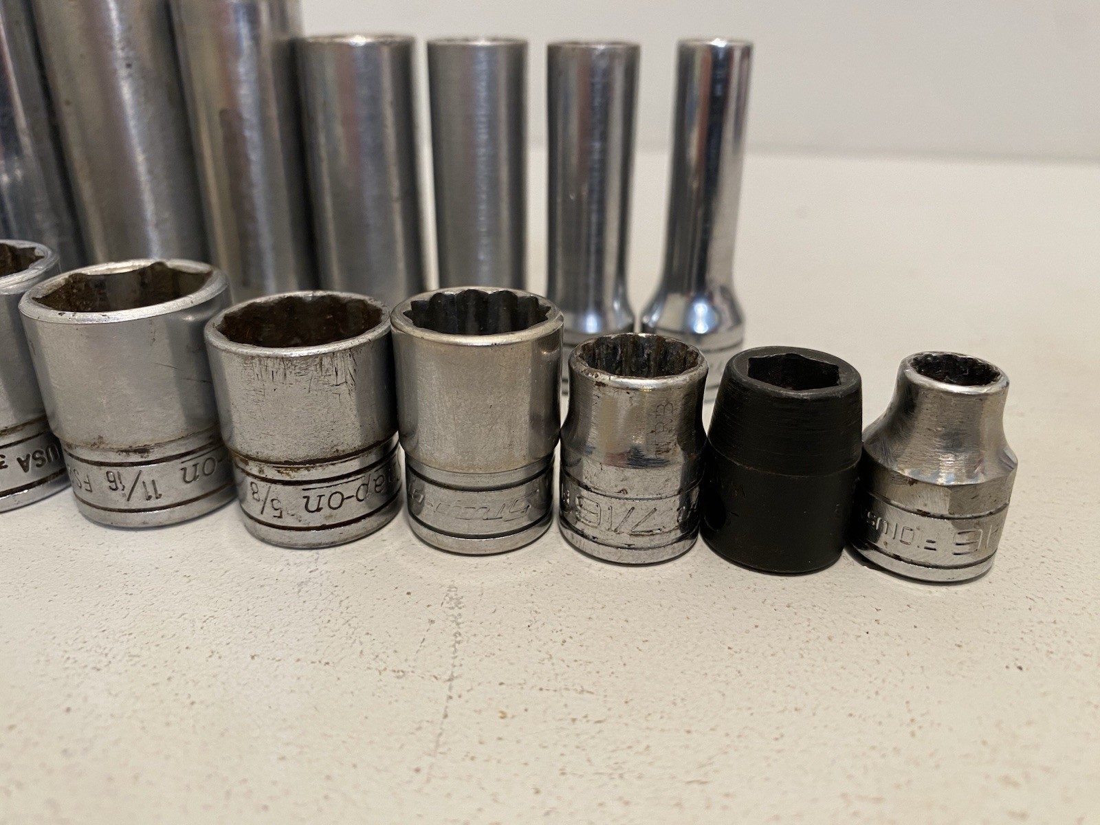 Snap-On Tools 3/8”-Dr 15pc 6pt & 12pt Deep / Shallow Socket Set 5/16” – 7/8”