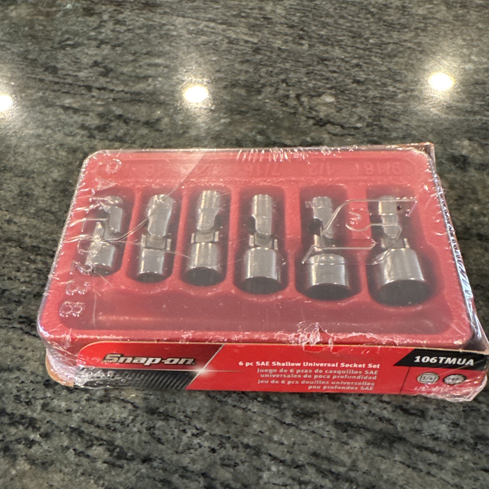 Snap-on 106tmua 5 pc 1/4” drive 12 pt sae shallow Universal socket set sealed