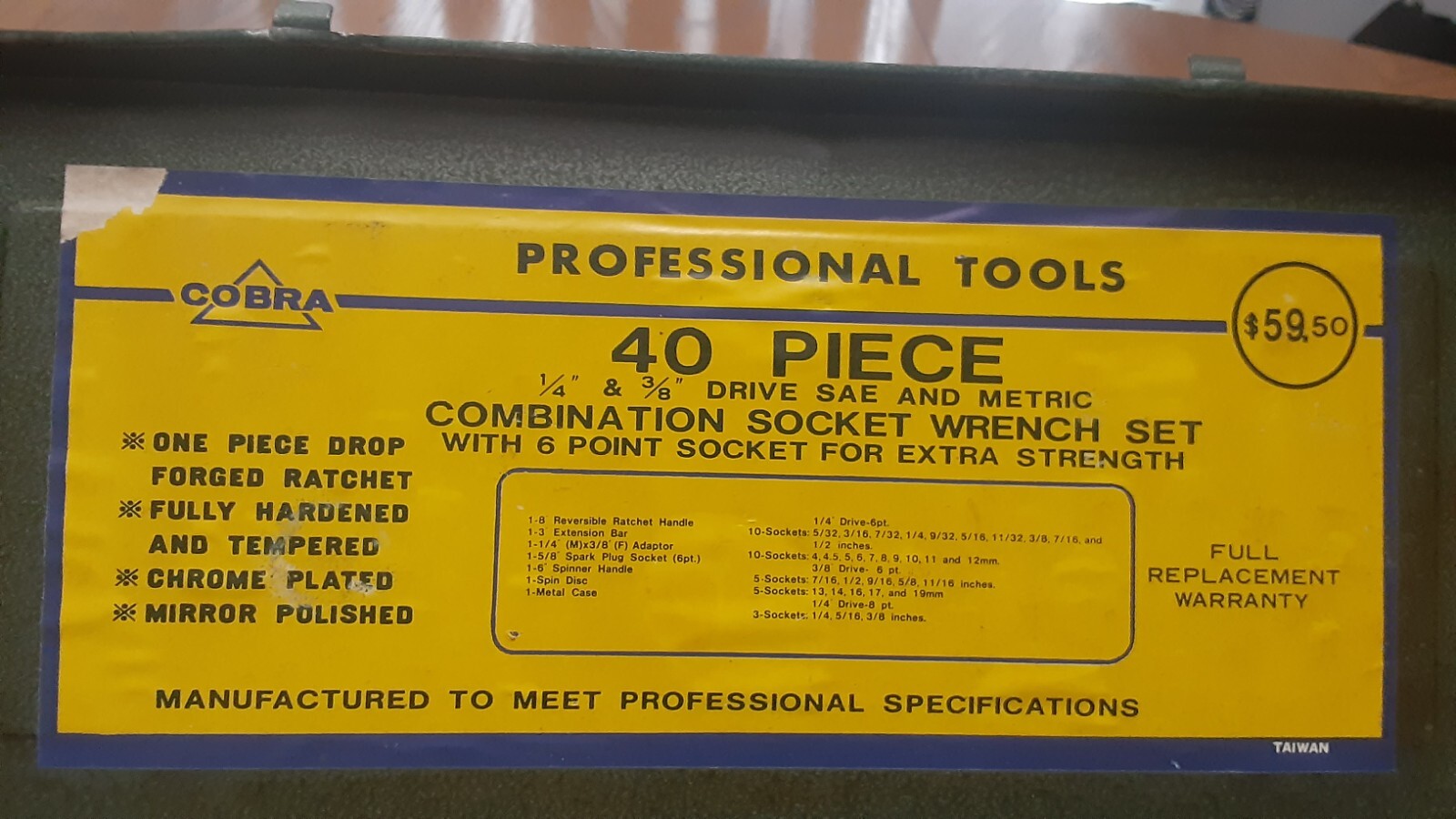 Cobra 40 pcs. Socket Wrench Ratchet Set METRIC/SAE with Case COMPLETE Used Tool