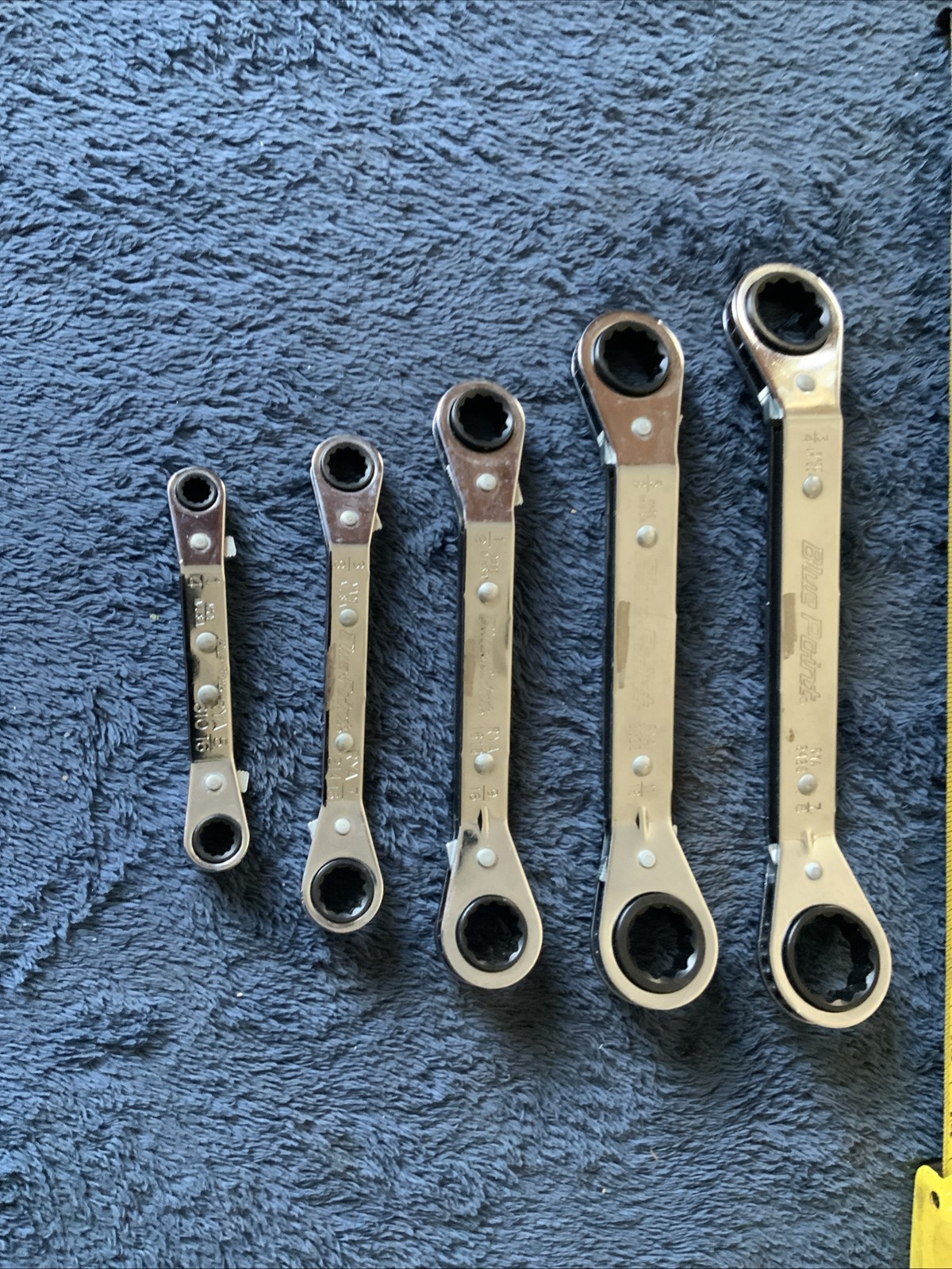 Blue Point Ratcheting Wrench Set, Sae…5pc….buffed Marks…..vv
