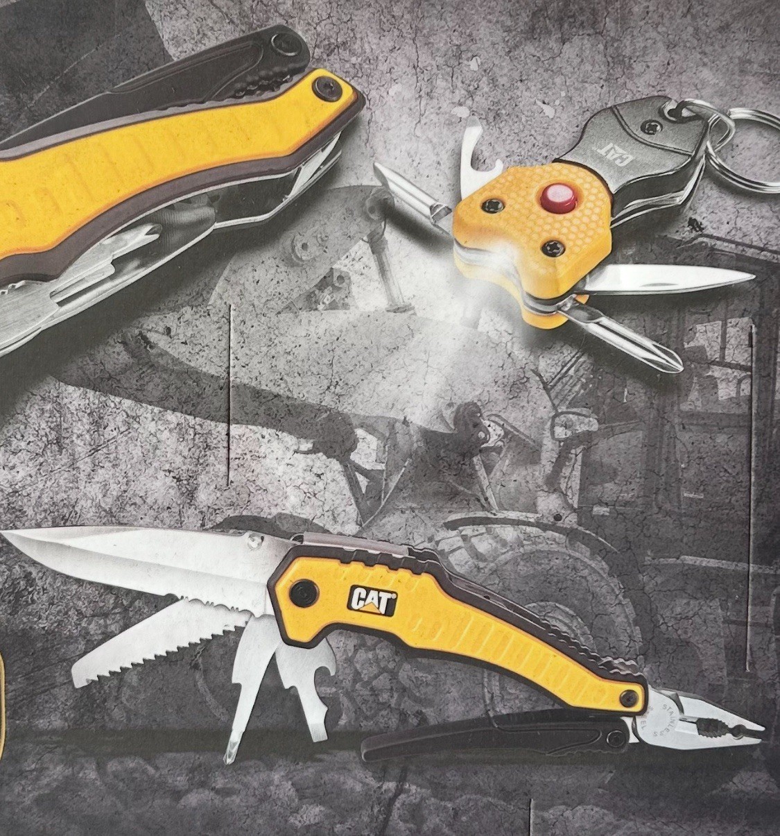CAT XL 9in1 Multi-Tool Set, Carry Pouch, 5in1 Tools Mini Keychain with LED light