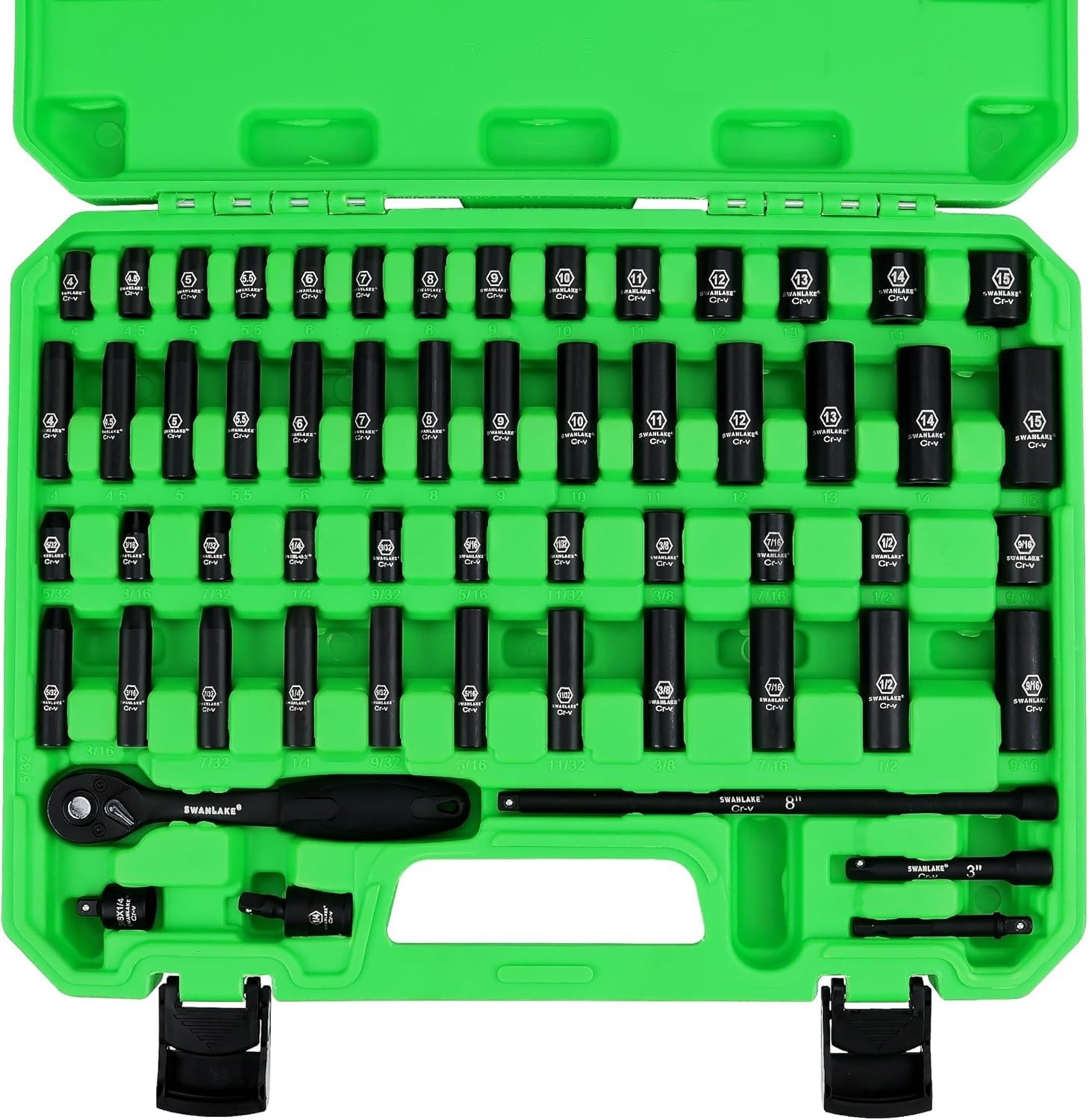 SWANLAKE 56-Piece 1/4-Inch Drive Impact Socket Set – Chrome Vanadium Durability