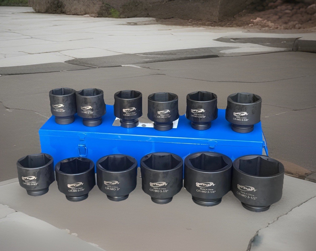 12pcs 1″ Drive 6 Point Jumbo Deep Impact Socket Set SAE 2-1/8″ ~ 3-1/2″ Cr-MO