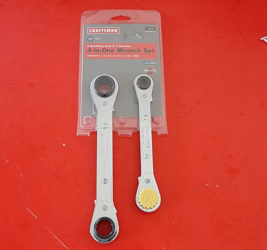 NOS Craftsman USA 4 in 1 One Metric Ratcheting Wrench Set 8 10 12 13 16-19 42601