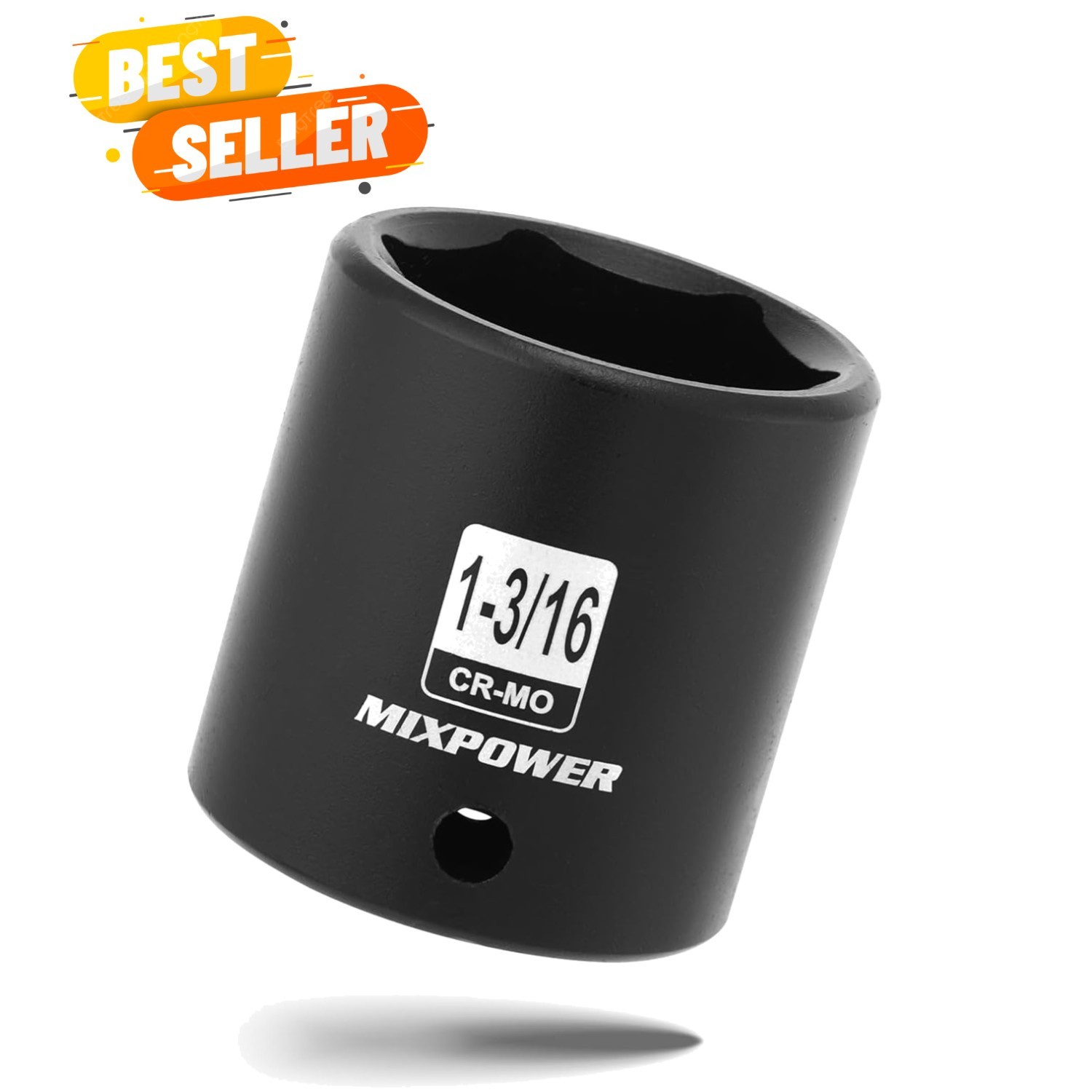 1/2″ Drive Shallow Impact Socket, CR-MO, 1-3/16″, 6 Point, Radius Corner Desi…