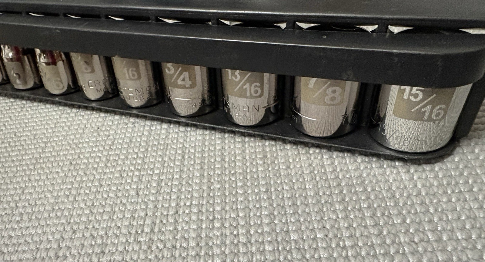 NOS Sears Craftsman USA 1/2” Drive 10pc Easy Read 6pt Sockets SAE 34550 G2D Dual