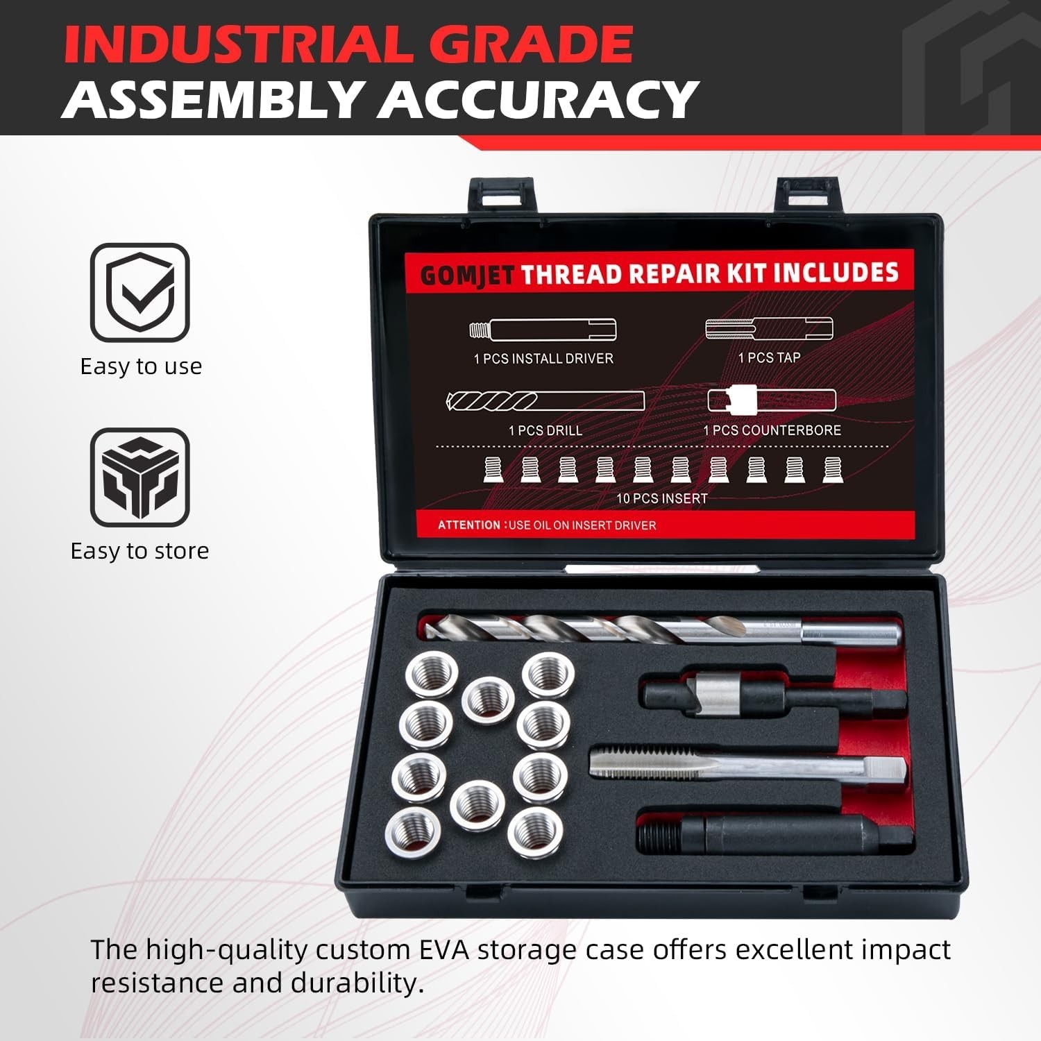 M14X1.5 Thread Repair Kit, 10 Stainless Steel Inserts
