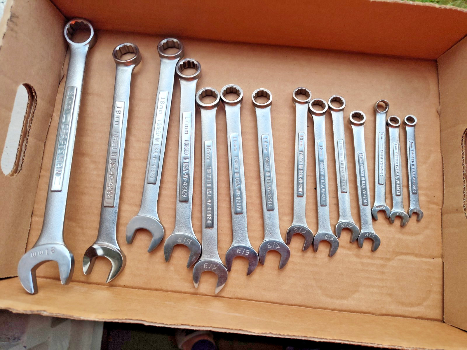USA Craftsman Metric Combination Wrenches 14 Pc. Set 7-21mm 42938