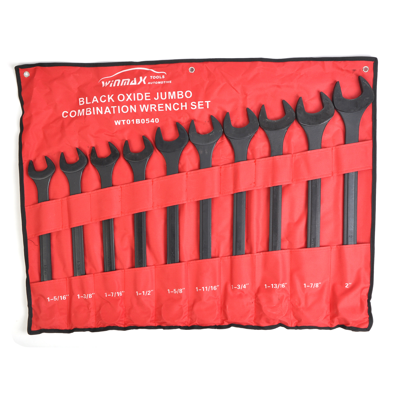 1-5/16″ – 2″ SAE Black-Oxide Jumbo Combo Wrench Set Heat-treated Steel Tool 10PC