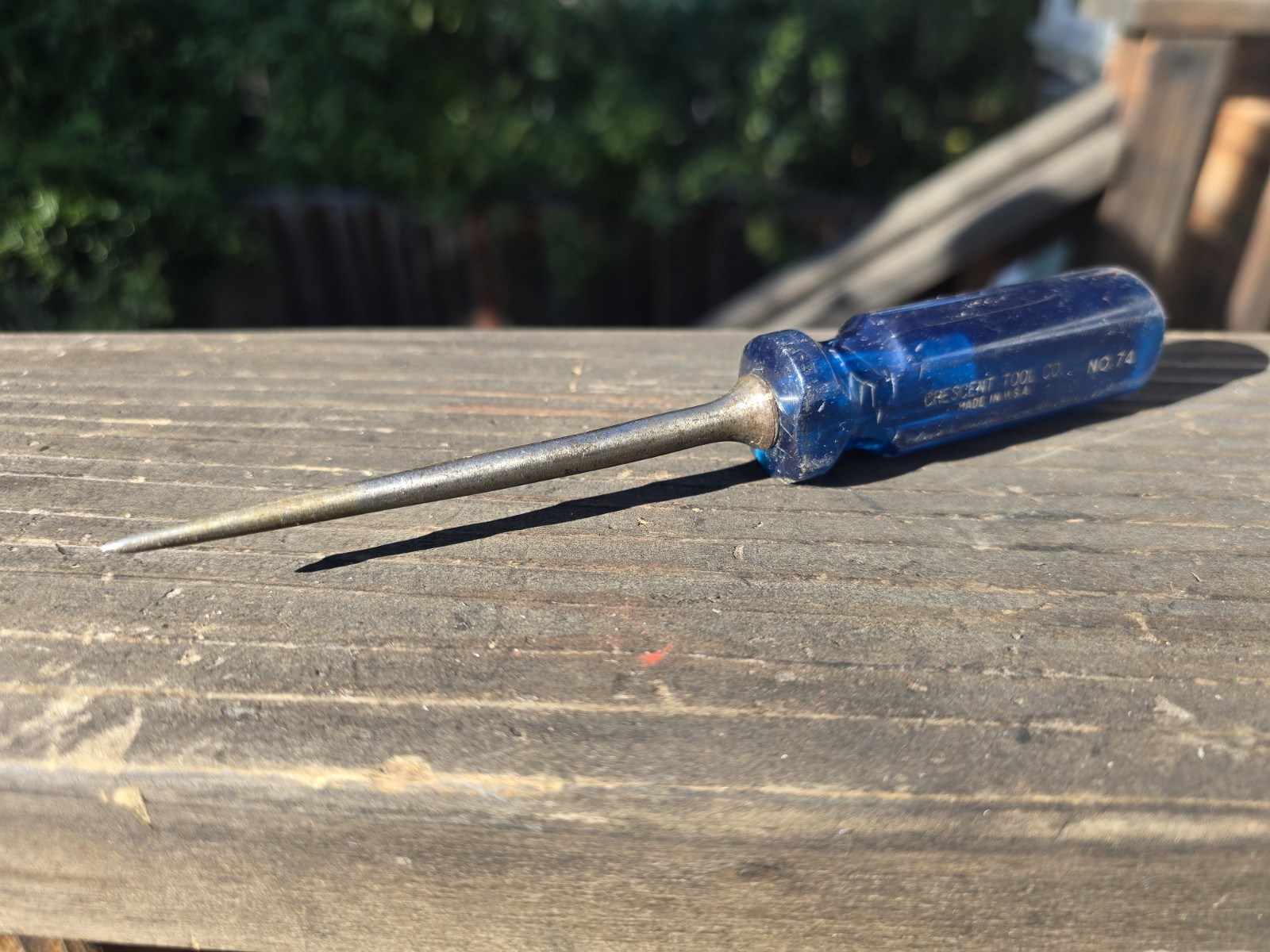 Vintage Crescent Tool Co. USA No. 74 Blue Handle Awl
