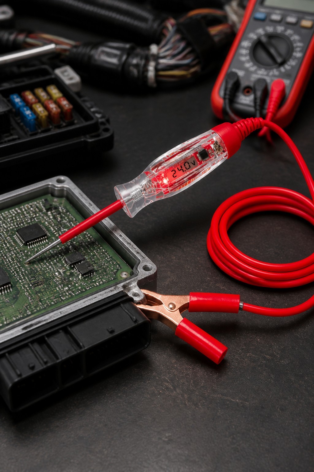 Snap On Tools RED 24V Digital Display 4-49V Circuit Tester EECT424HD 6ft Cord NW