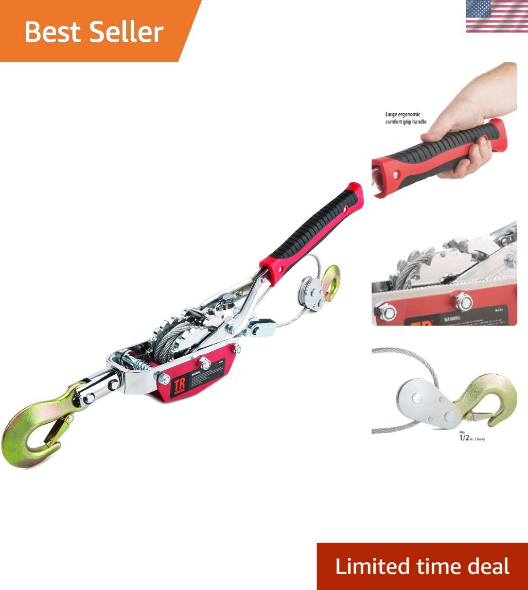 Dual Gear Power Puller 4-Ton Capacity – Lightweight, Compact & Weather Resistant