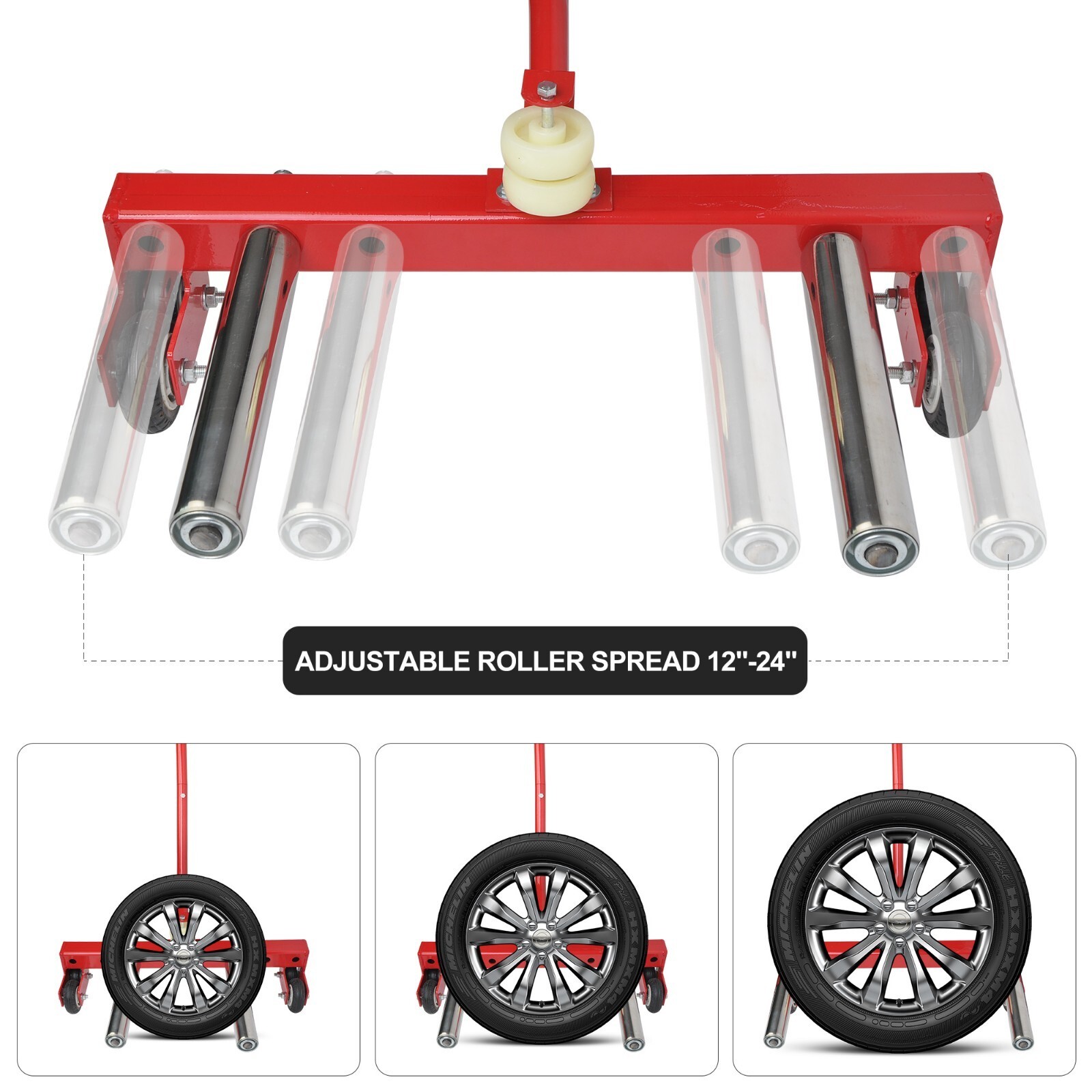 6.5 to 24.5 inches Garage Tires Lifter Adjustable Tire Wheel Dolly for Workshop