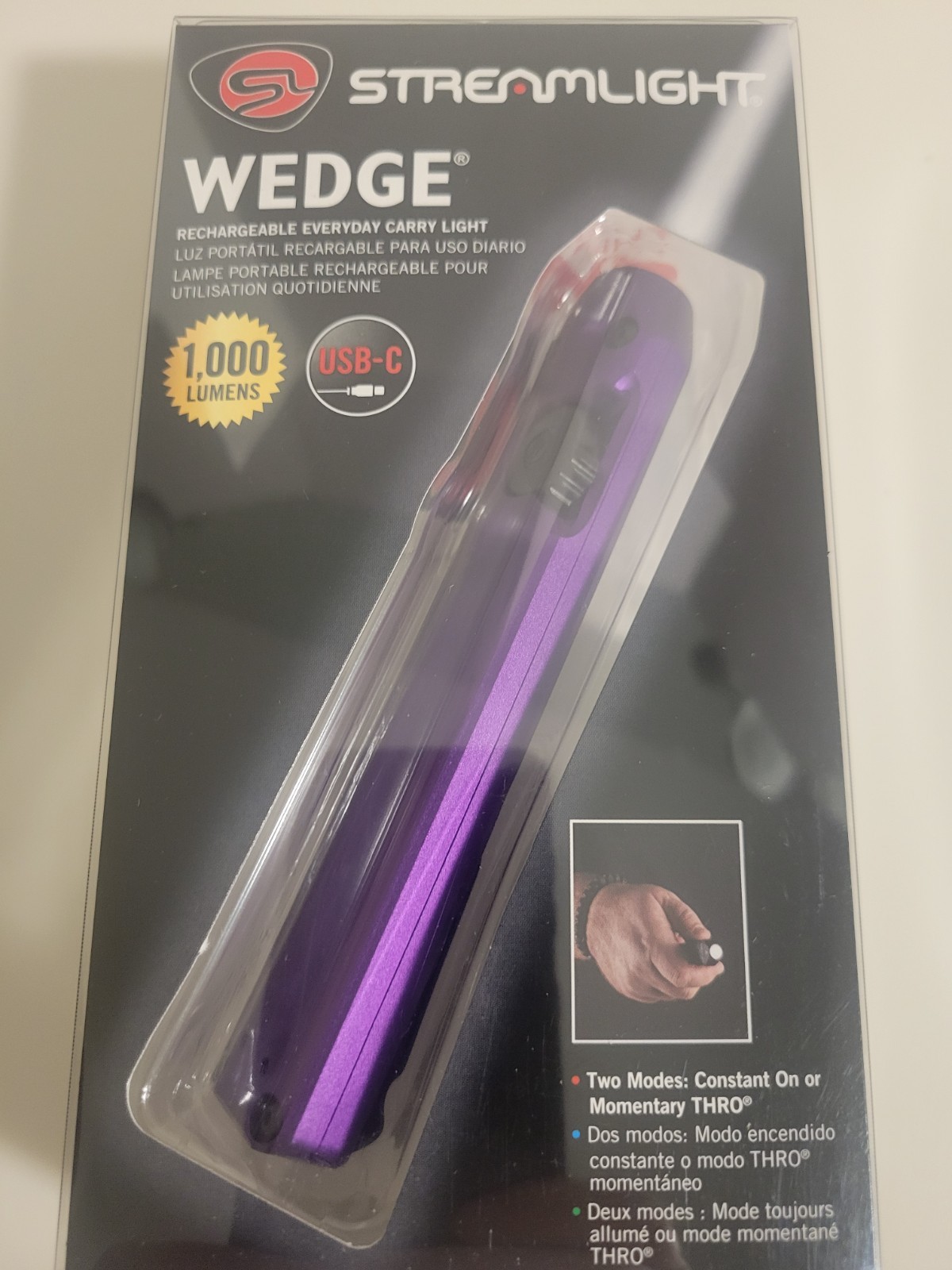STREAMLIGHT 88818 Wedge Slim Everyday Carry Rechargeable Purple Flashlight NEW