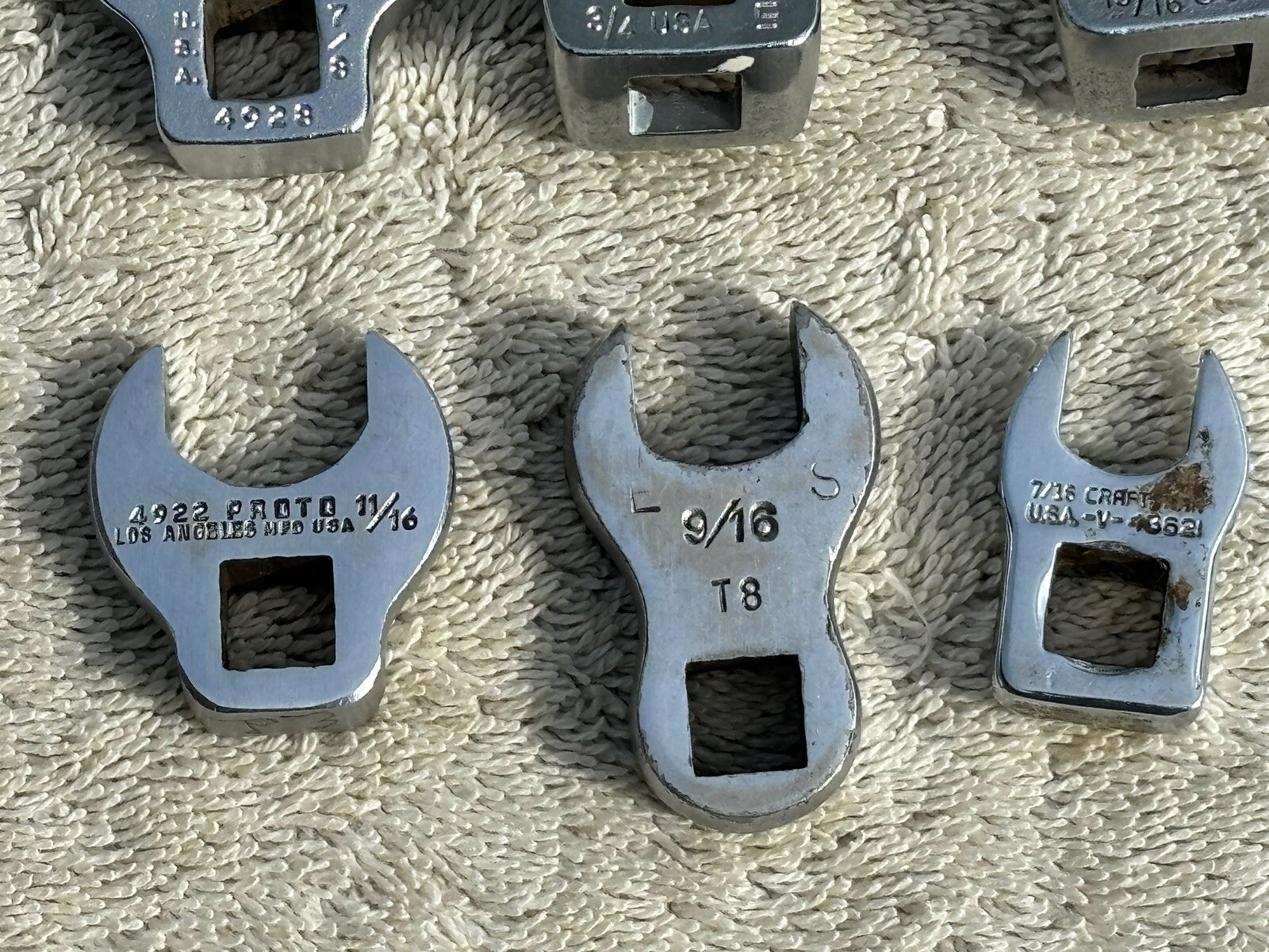 Snap On Crows Feet 3/8” Drive Proto Craftsman Lot Of 10 Different Sockets