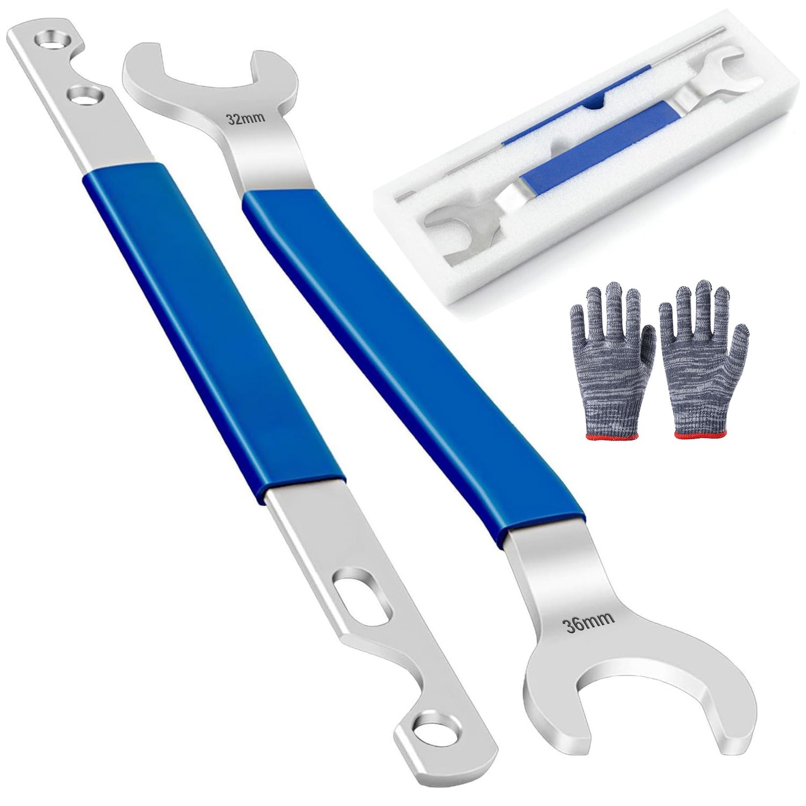 Fan Clutch Removal Tool Kit,32mm & 36mm Wrench Set with Water Pump Pulley Hol…