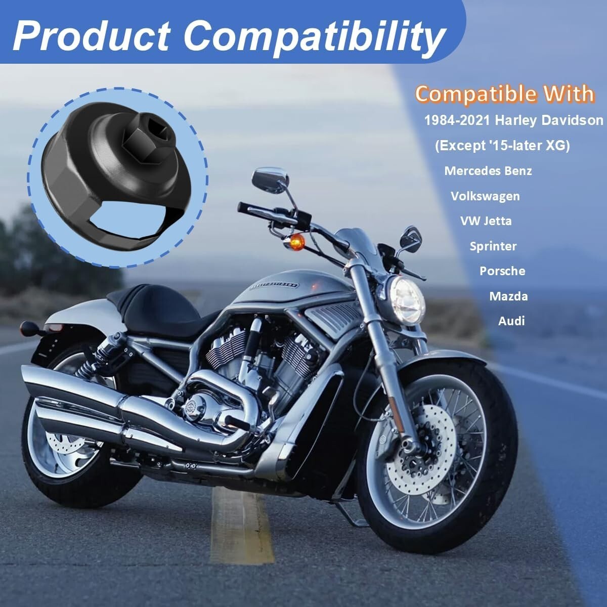 BSAMZO Oil Filter Wrench Tool for harley, Oil Filter Cap Removal Tool Socket