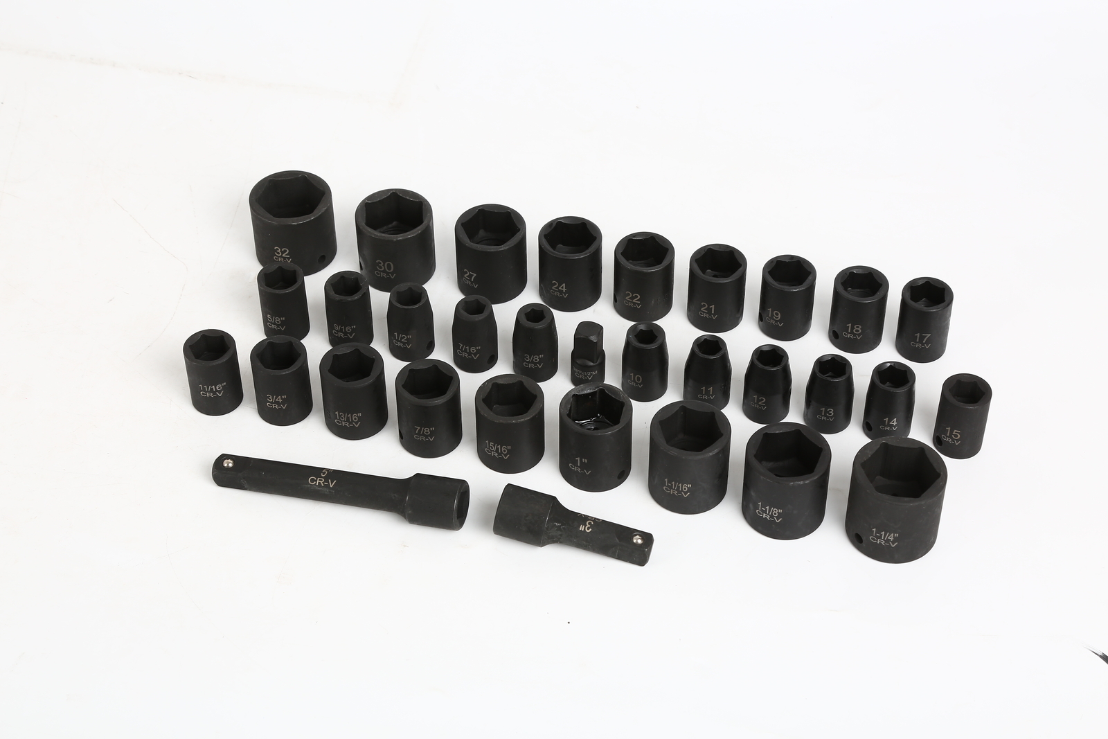 32pc 1/2″ Drive Master Impact Shallow Socket Set, SAE 3/8″-1-1/4″,Metric 10-32mm