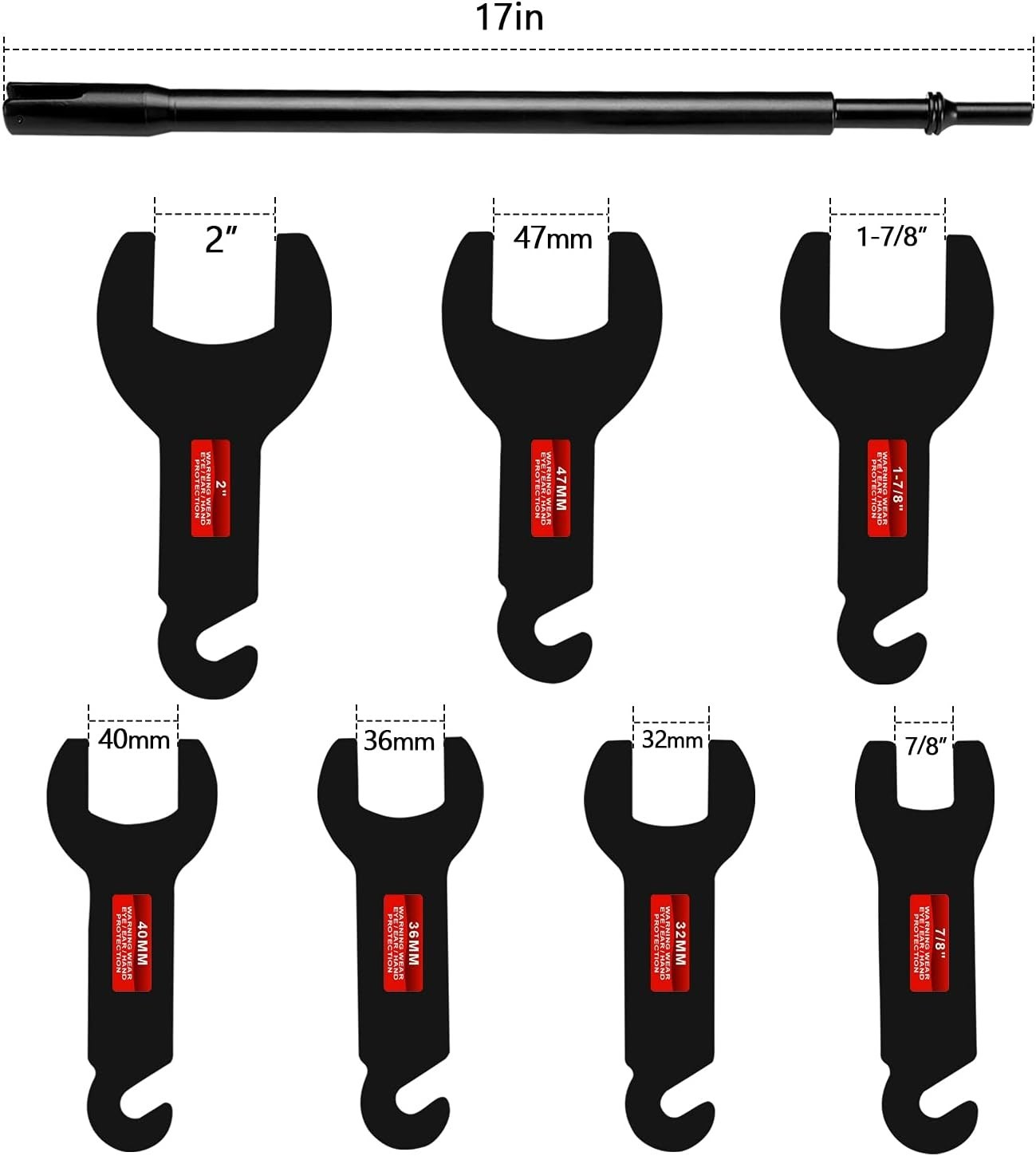 Pneumatic Fan Clutch Wrench Kit 8PCS Removal Tool Set Black HW9212 BETOOLL 43300