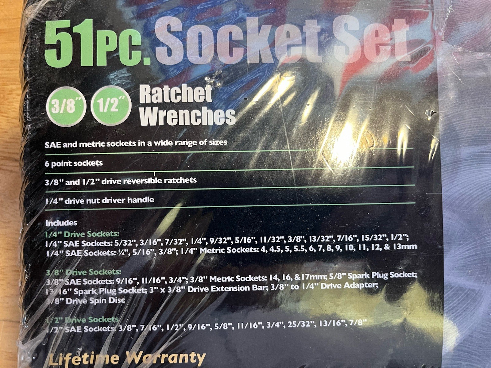 Pittsburgh Tools 3/8” & 1/2” Drive Socket Set. 51 Pieces. Factory Sealed.