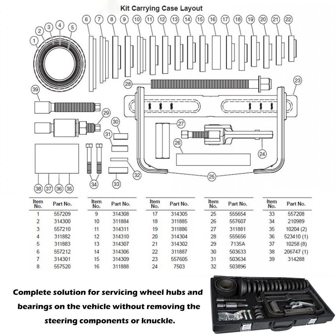 6575 Universal Hub Grappler Kit Fit Vehicle Wheel Hub & Bearing Remove & Install