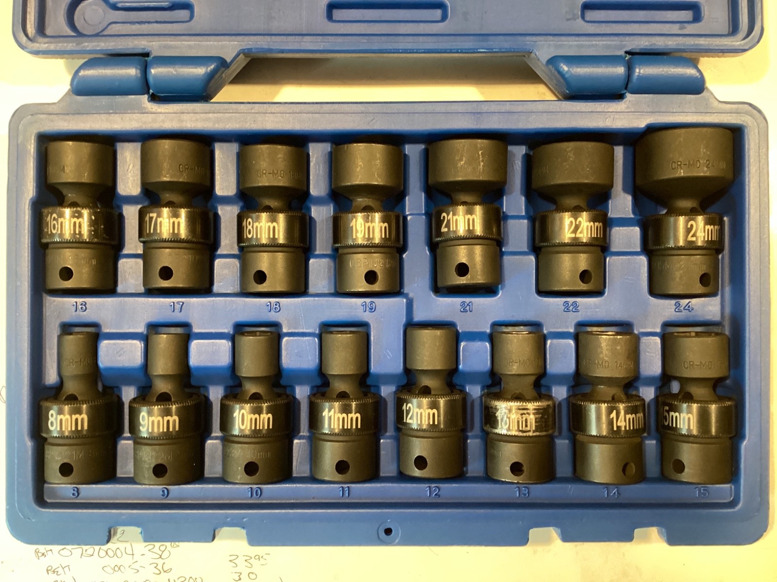 Cornwell 15 Piece 3/8″Dr Metric Swivel Impact Socket Set Snap Latch Case CBPIU2M
