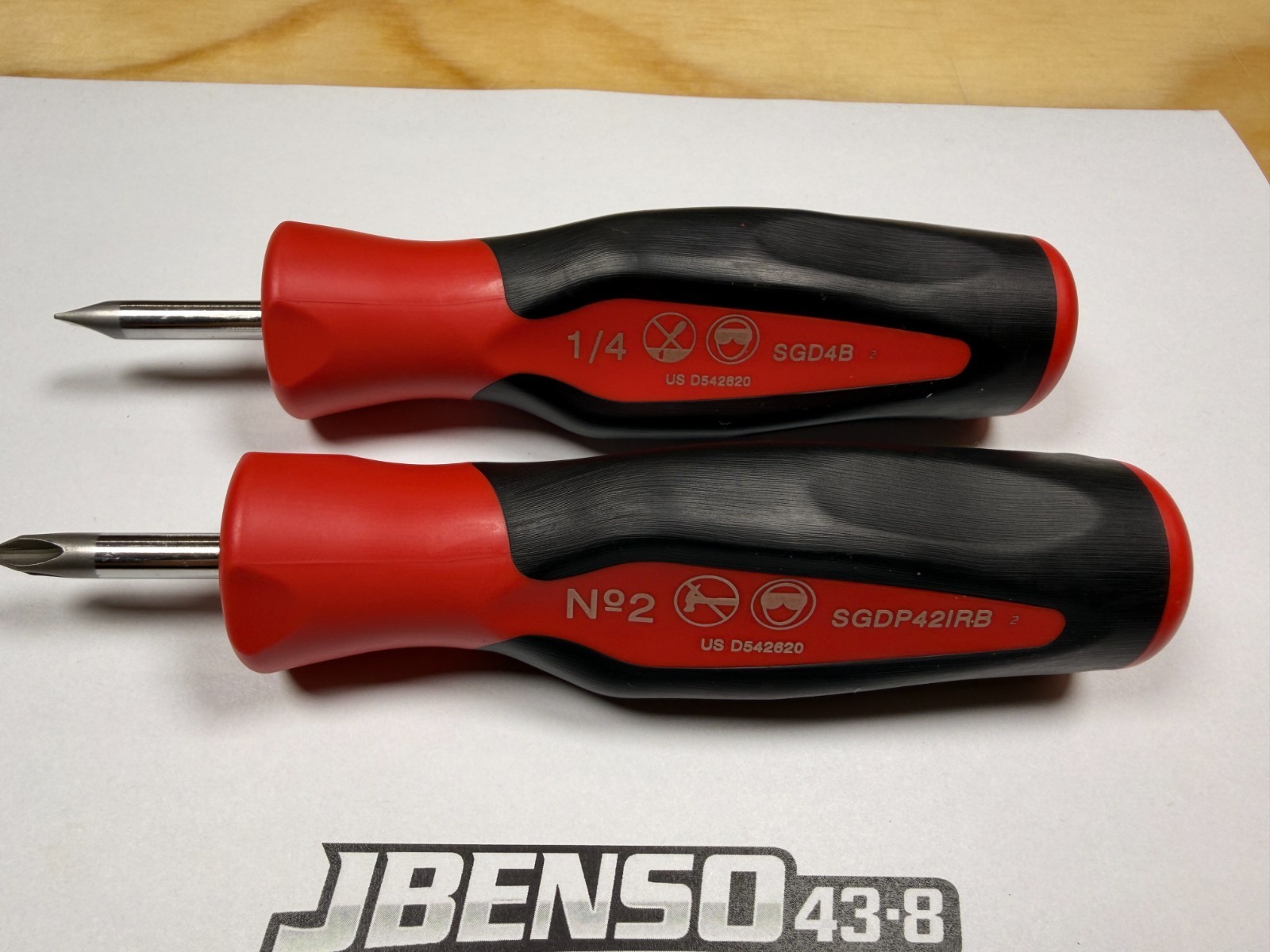 Snap-on Tools USA NEW RED 2pc Soft Grip Instinct Handle Stubby Screwdriver Set
