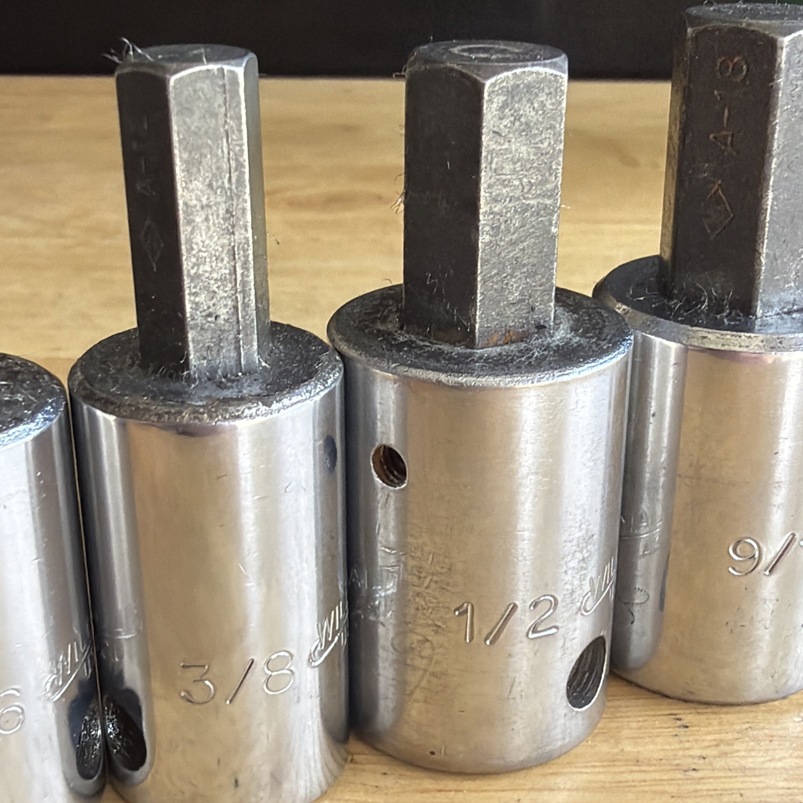 Williams SAE Hex Bit Driver Socket Set 1/2″ Drive 1/4″ to 5/8″ 6pc USA READ!
