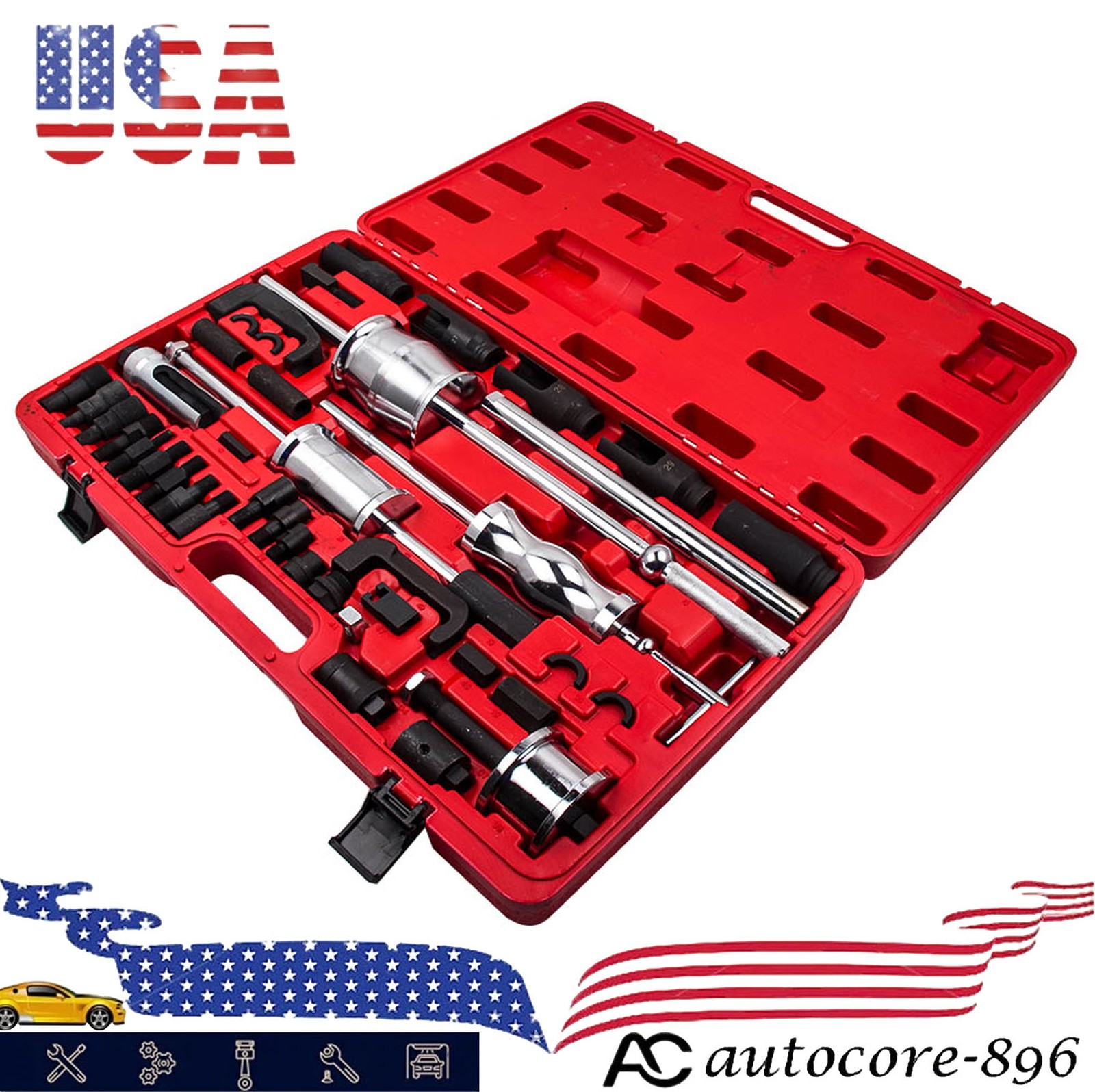 Auto Truck Diesel Injector Extractor Slide Hammer Puller Adapter Full Tool Sets