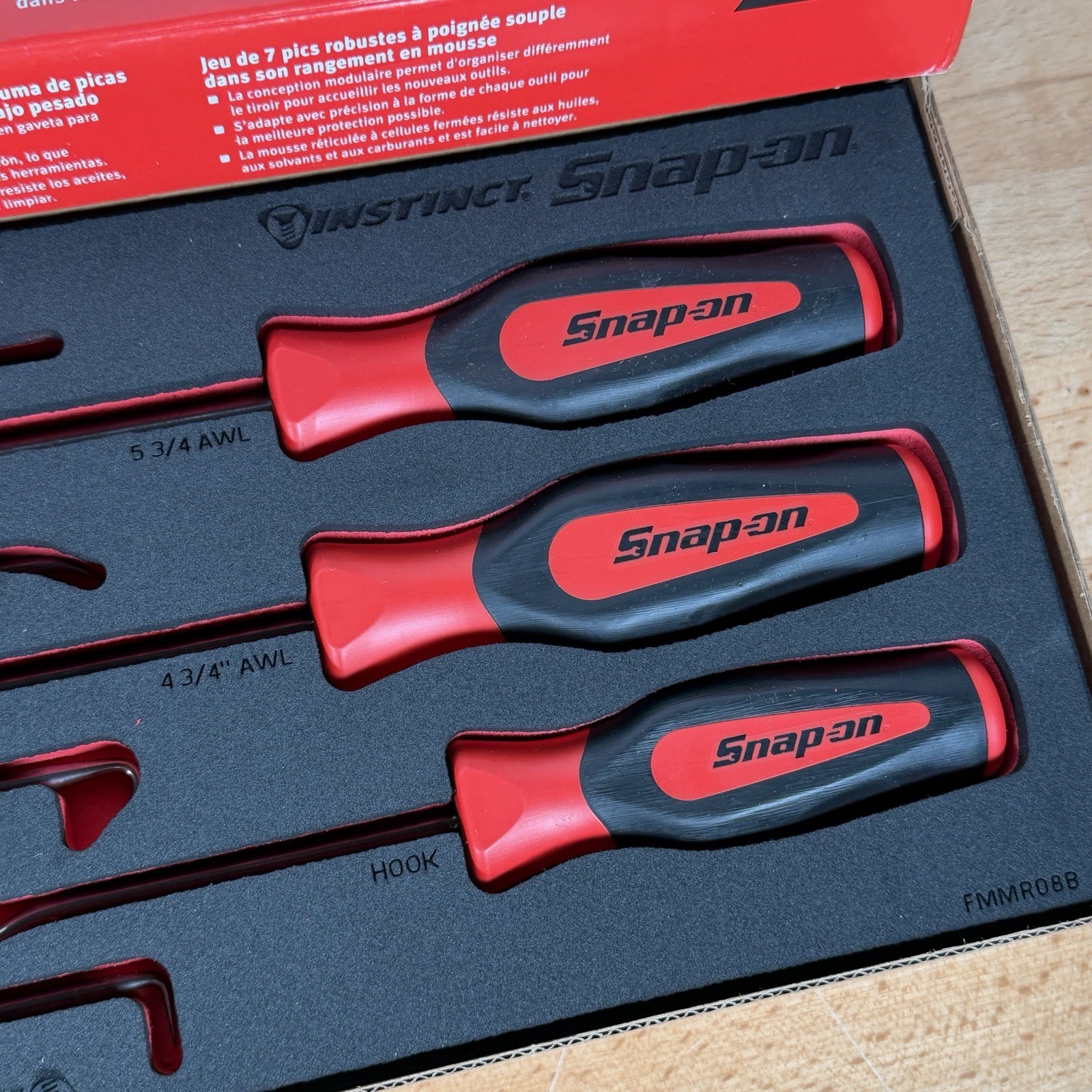 Snap-on 7pc RED Soft Grip Heavy-Duty Foam Pick Set SGLAS01FSETFR *BRAND NEW*