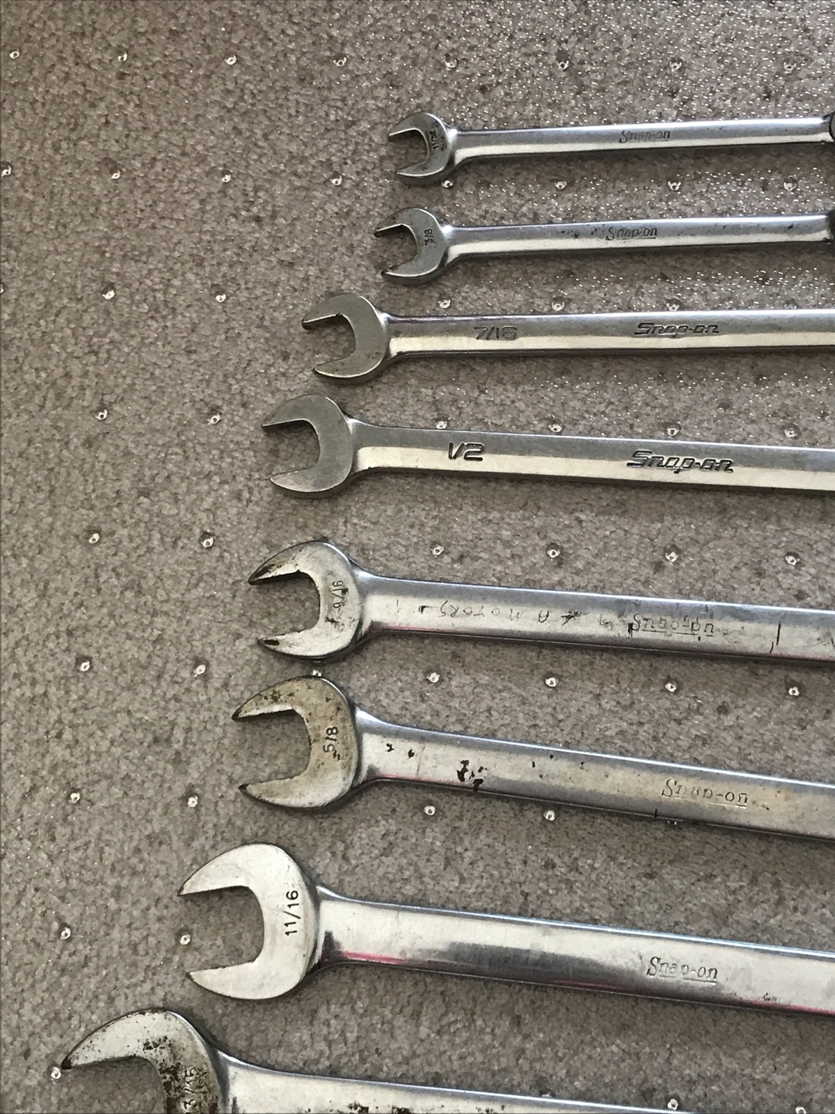 8 Pc Set Snap-on Tools SAE 12 Pt Standard Combination Wrenches OEX26-OEX110