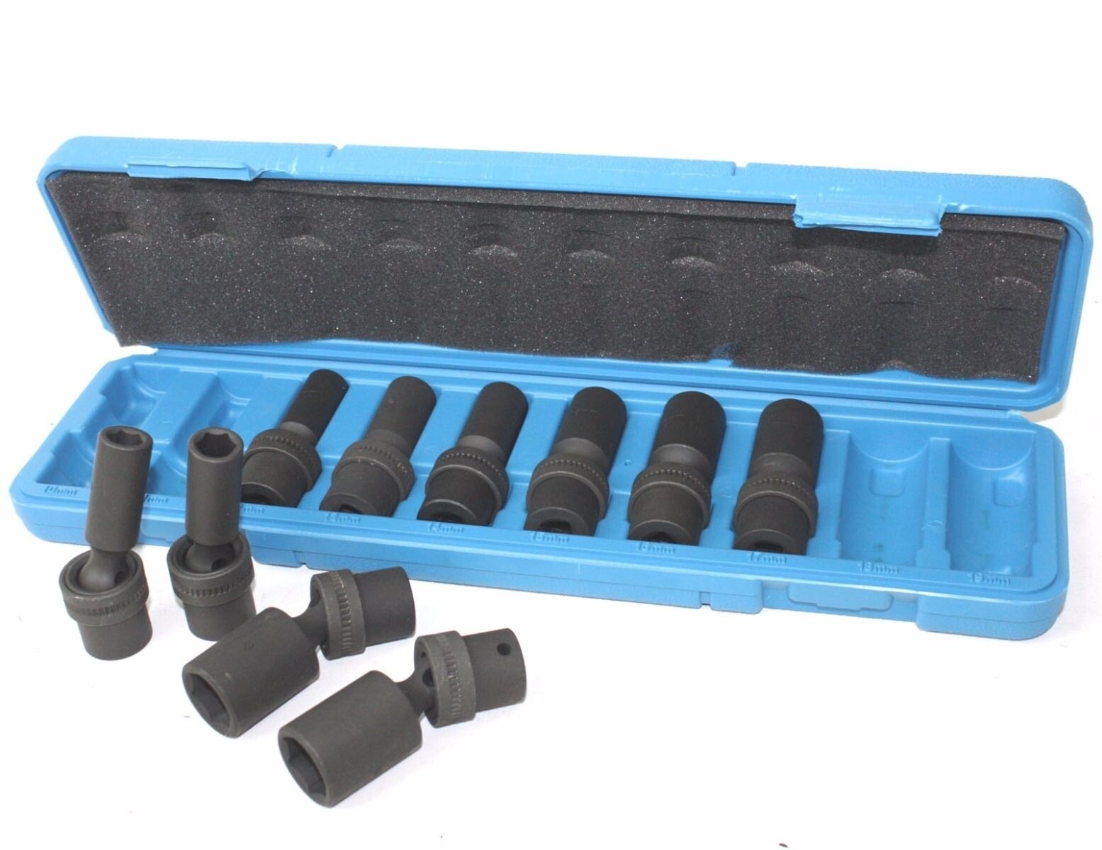 10Pc 3/8″ Dr. 6 pts Universal Swivel Deep Impact Socket Set mm METRIC PRO Radius