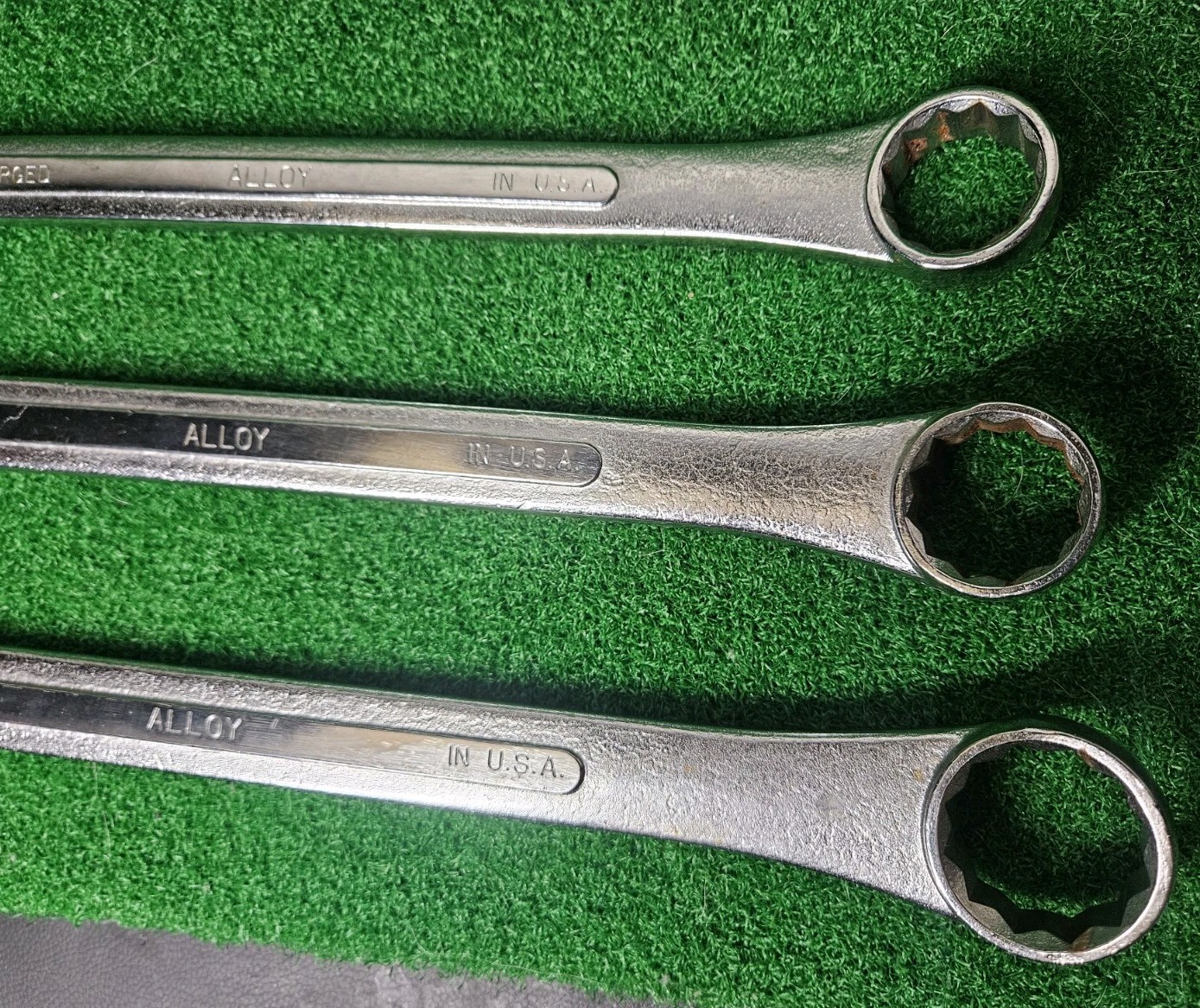 Vintage S-K Wayne 3pc Large Size Combination Wrenches USA 1-1/16″ 1-1/8″ 1-1/4″