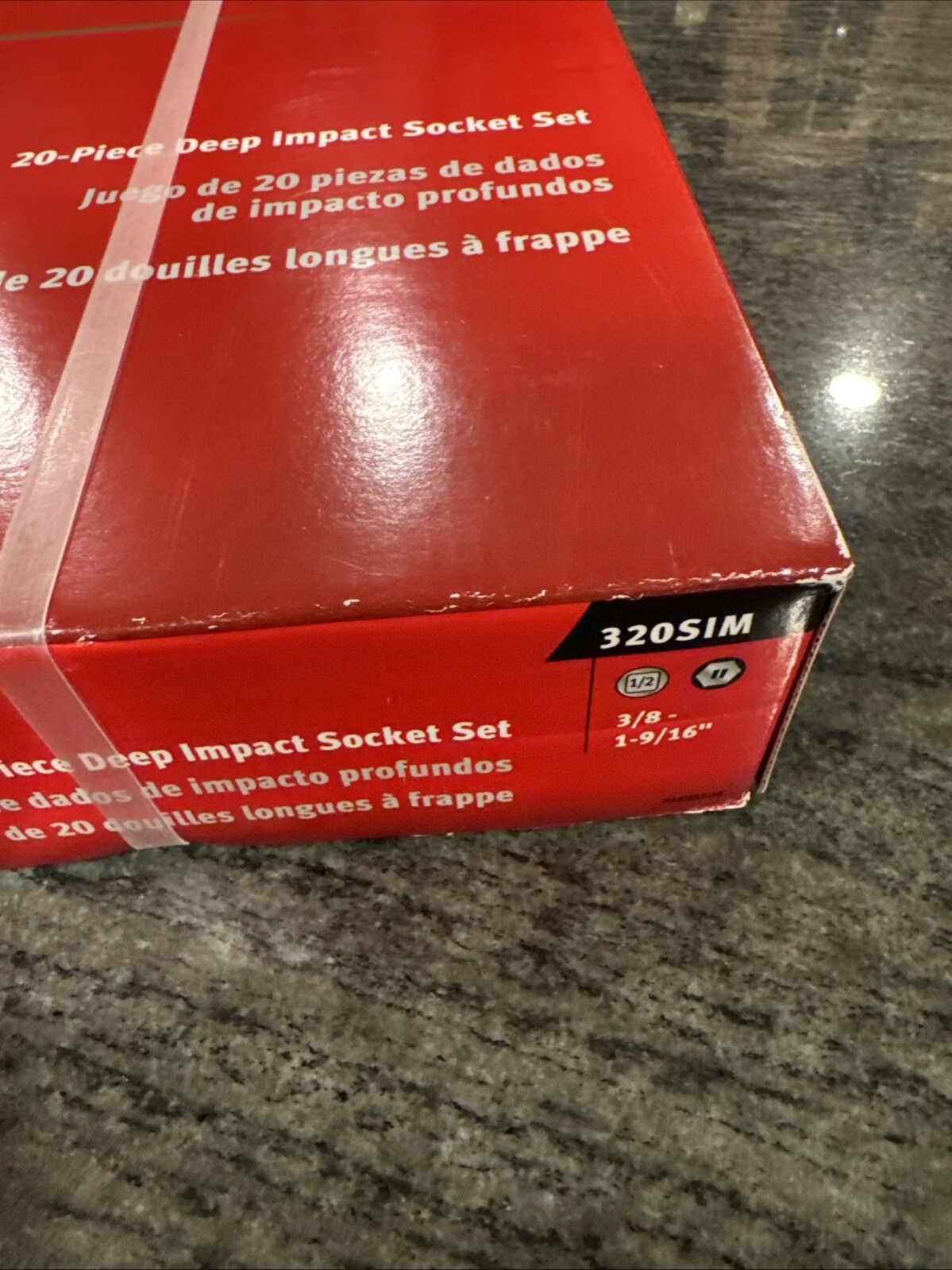 Snap On 320sim 1/2” drive deep impact set 3/8-1-9/16” sealed