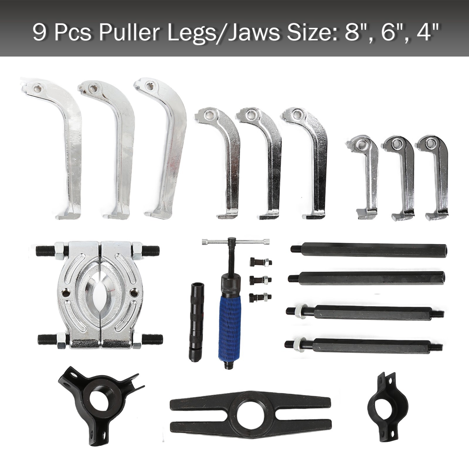 4 / 6 / 8 in 10 Ton Hydraulic Gear Puller Remover Bearing Separator 1-1/2 in Dia