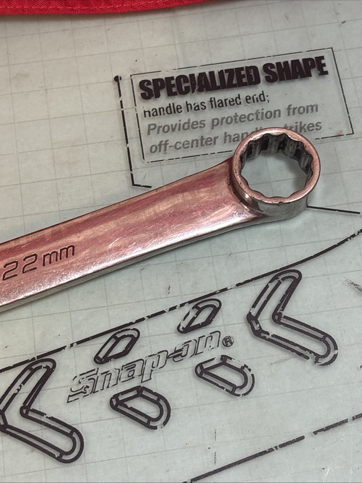 Snap-on Tools XDHSFM2122 21mm-22mm 12-Point Metric Short 0° Offset Box Wrench