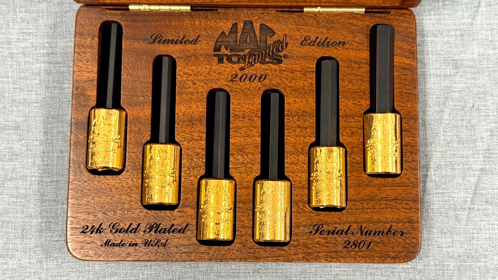 MAC TOOLS 2000 Limited Edition 24k Gold Plated 6pc Hex Allen Bit Socket Set#2801
