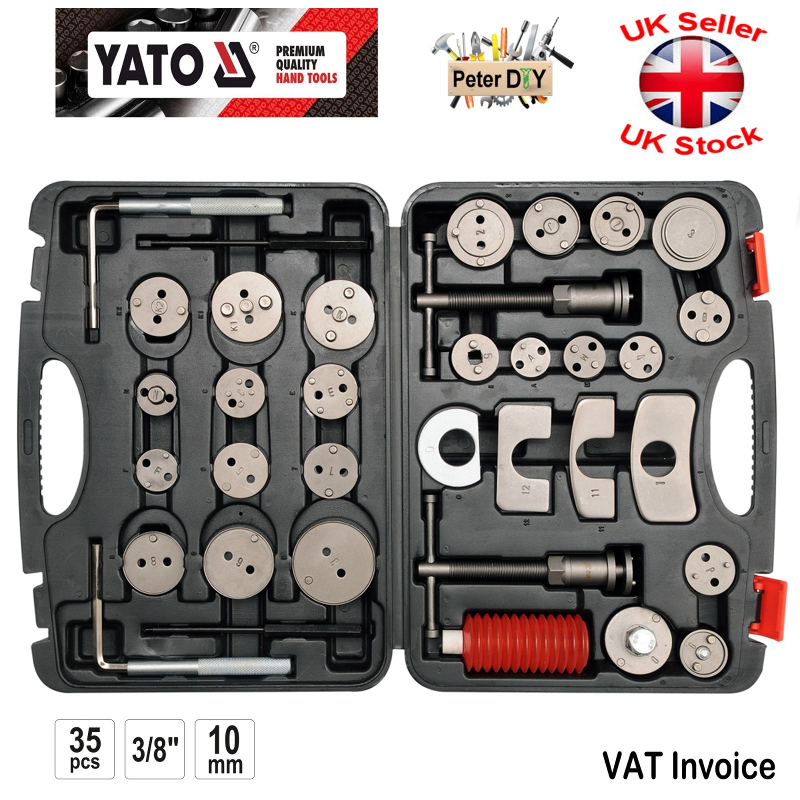 Yato Professional BRAKE REWIND DISC PAD CALIPER SERVICE TOOL KIT 35Pcs YT-06822