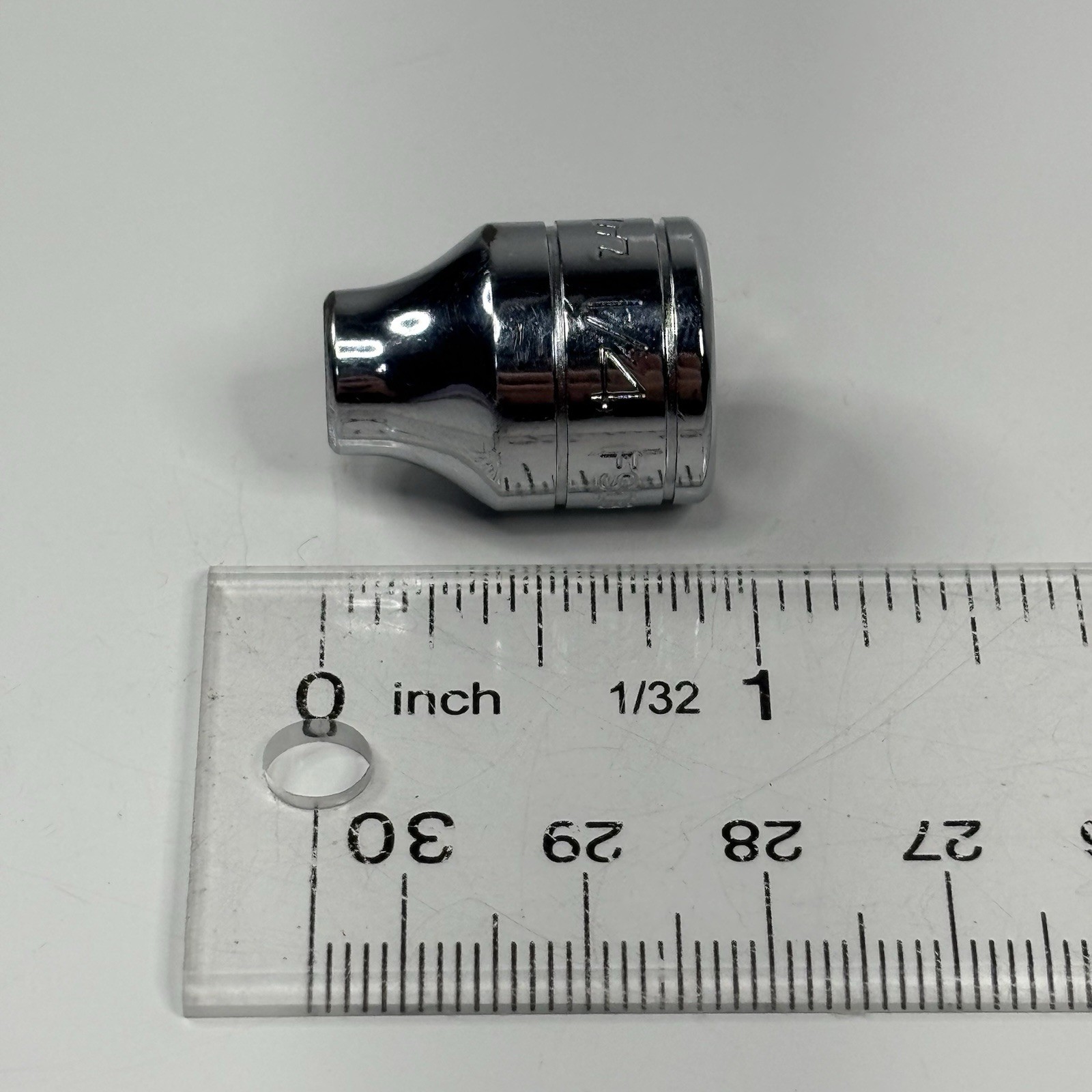 Snap On Tools FS081 3/8 Dr 6Pt SAE 1/4 Flank Dr Shallow Chrome Socket USA 1988